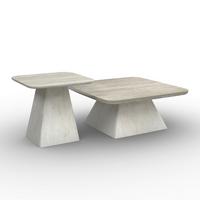 Couchtisch Thiago Creme 2-er Set MDF/Stein - Creme, MODERN, Holzwerkstoff/Stein - Bessagi Home