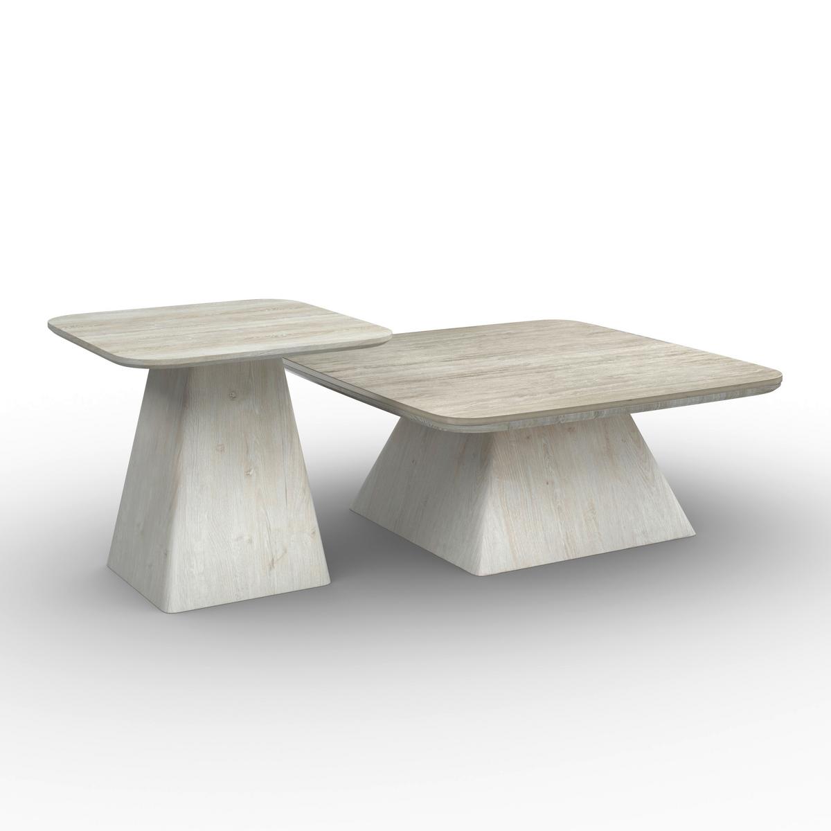 Couchtisch Thiago Creme 2-er Set MDF/Stein - Creme, MODERN, Holzwerkstoff/Stein - Bessagi Home