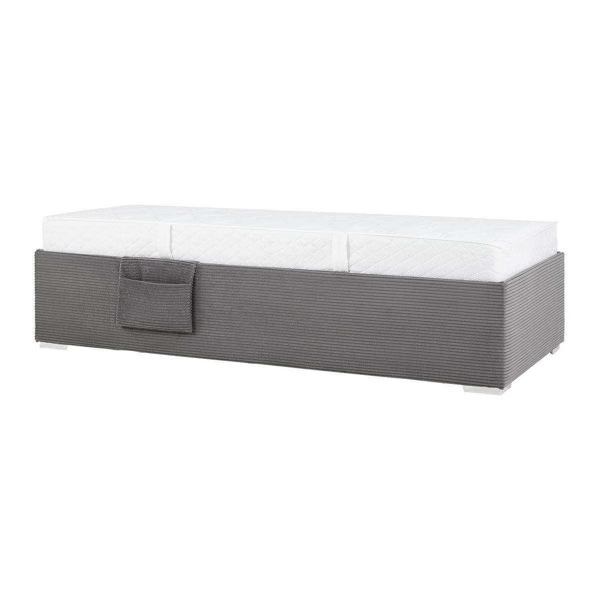 Bett Remi Grau ca. 90x200cm - Chromfarben/Naturfarben, KONVENTIONELL, Holz/Kunststoff (90/200cm) - Mömax