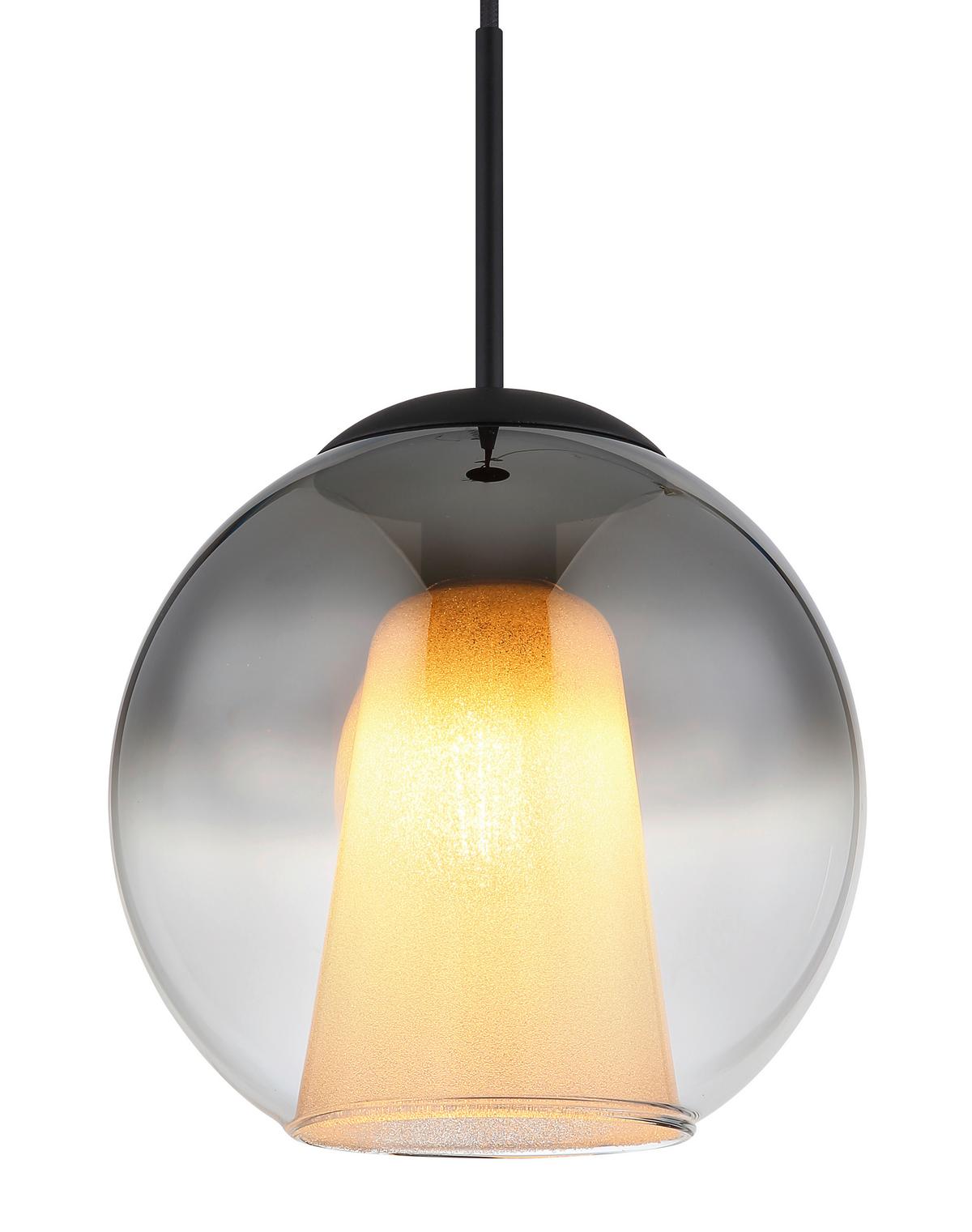 HÄNGELEUCHTE 15749H1 BARRY - Klar/Schwarz, Basics, Glas/Textil (25/120cm) - Globo
