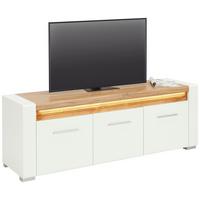 TV-Element Leonardo in Weiß Hochglanz - Chromfarben/Eichefarben, MODERN, Holzwerkstoff/Kunststoff (160/56/45cm) - Mömax