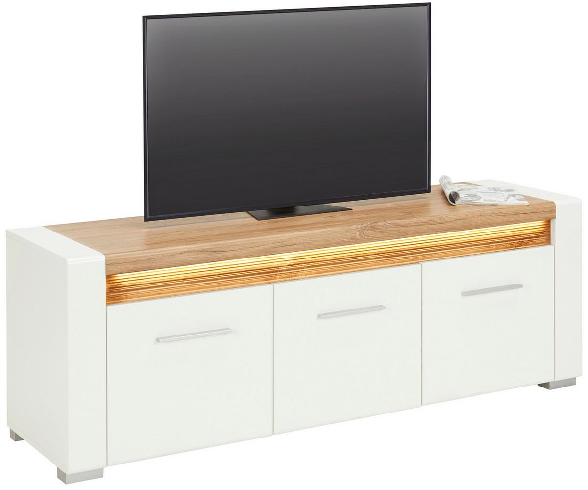 Tv Komoda Leonardo - bijela/boje hrasta, Moderno, drvni materijal/metal (160/56/45cm) - Modern Living