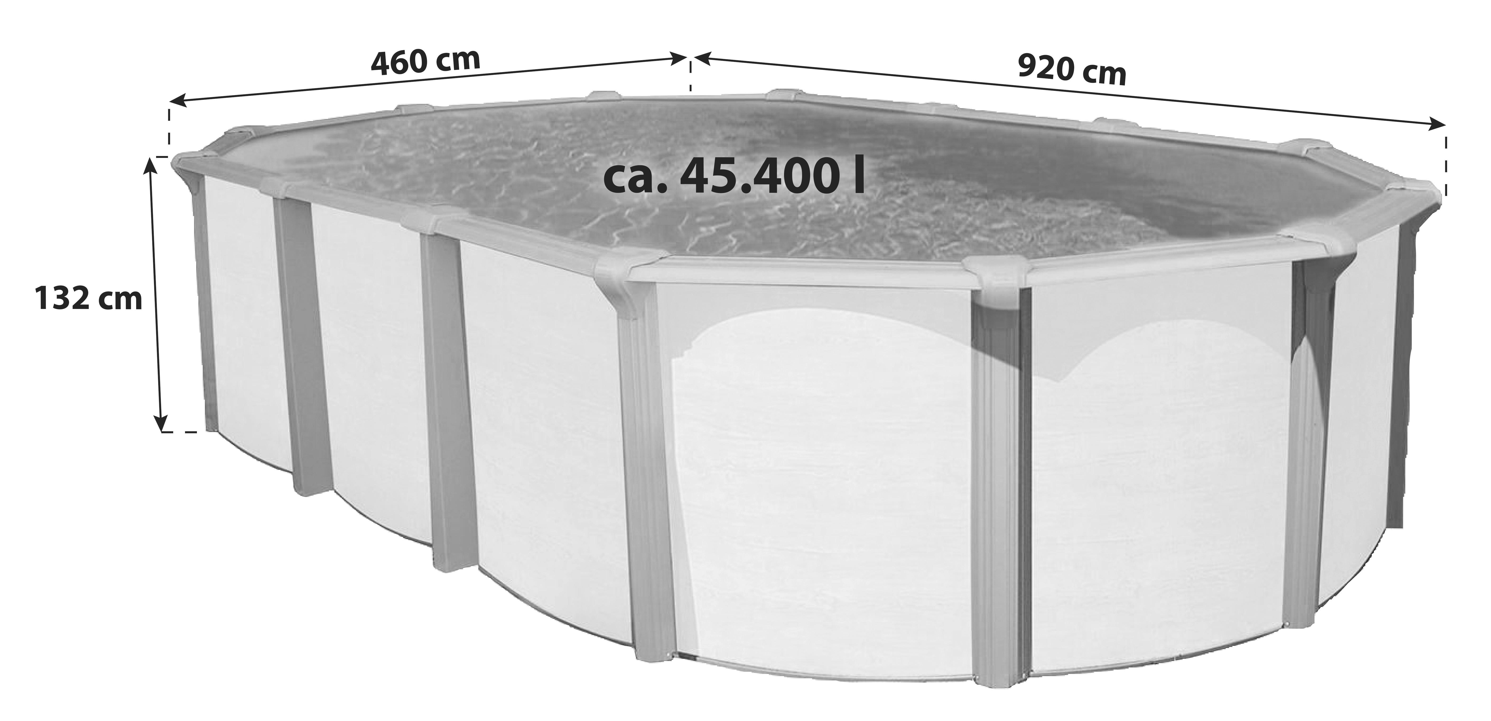 Schwimmbecken Steely ca. 920x460x132cm - Braun/Weiß, Basics, Kunststoff (920/460/132cm)