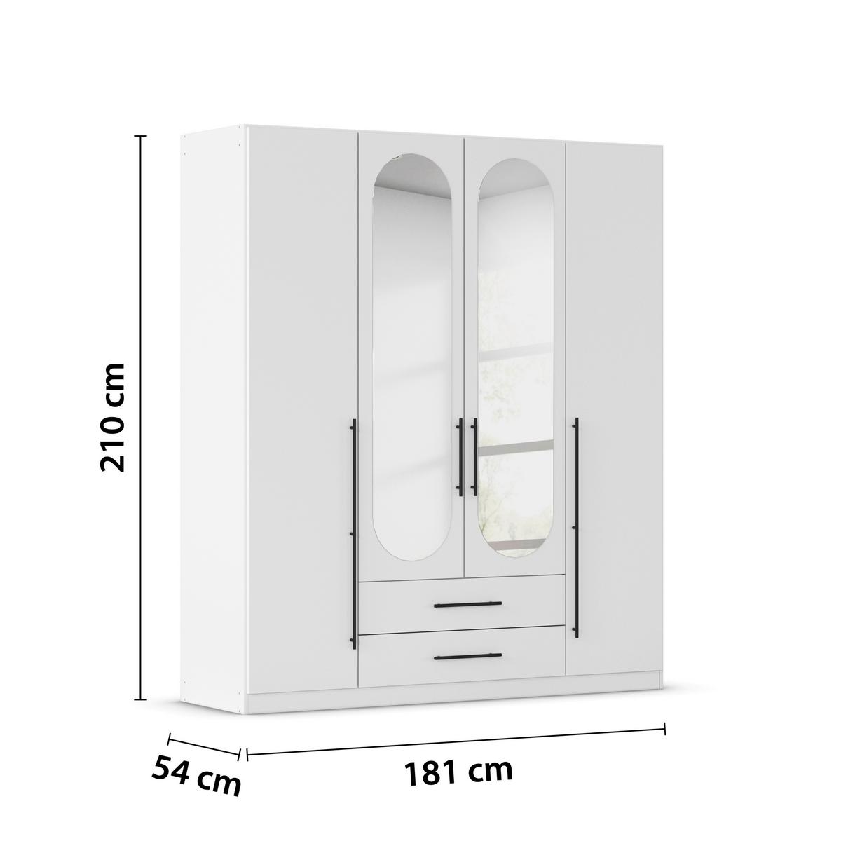 Dulap cu uși rotative VELORA - alb, Konventionell, material pe bază de lemn (181/210/54cm) - Mömax