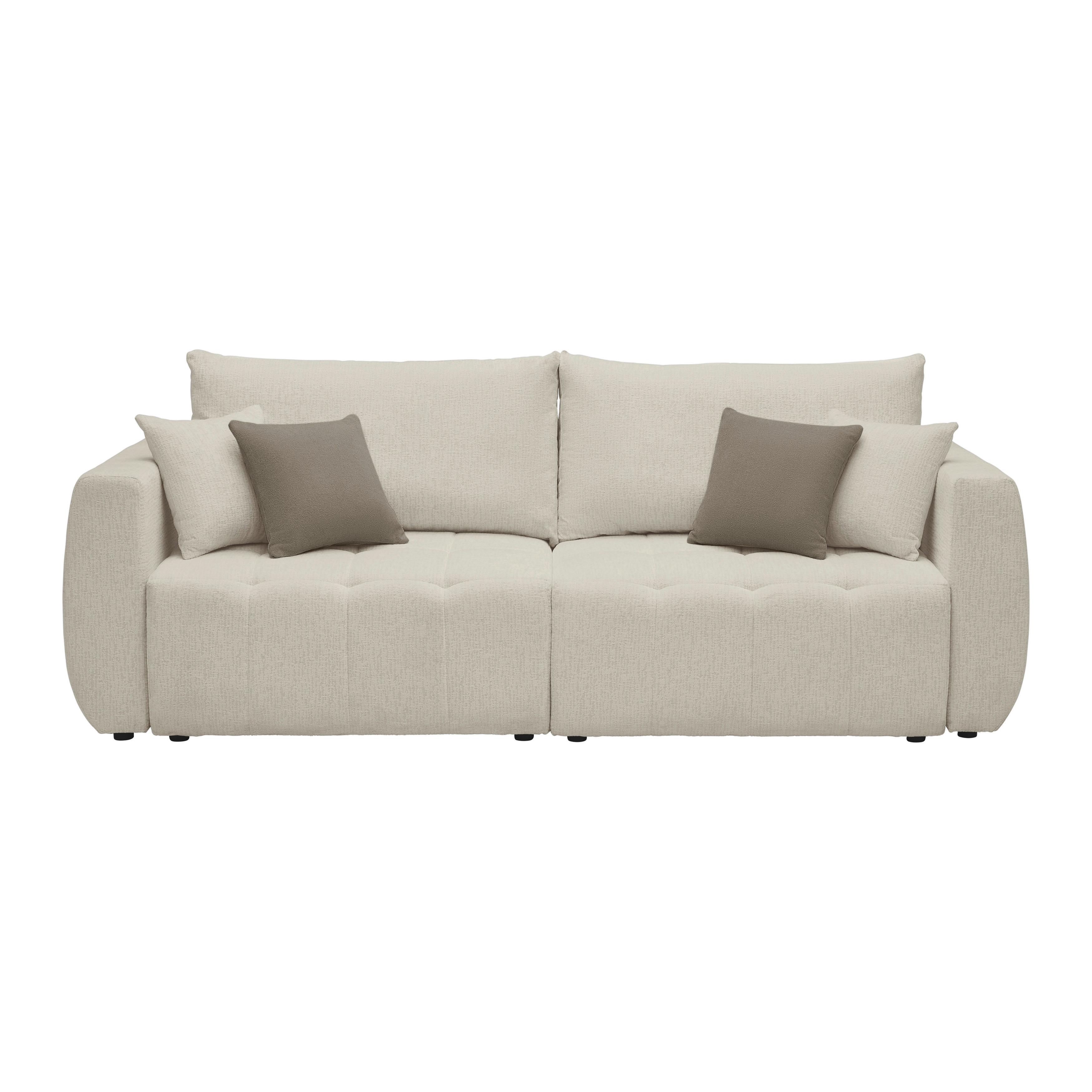 Schlafsofa Bologna Cappuccino - Beige/Schwarz, Holz/Textil (245/74-90/104cm) - Mömax