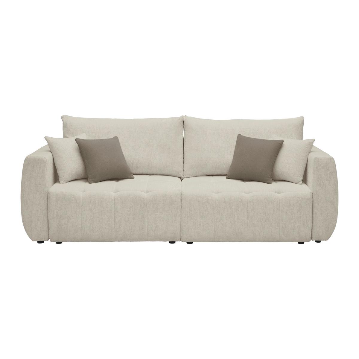 Schlafsofa Bologna Cappuccino - Beige/Schwarz, Holz/Textil (245/74-90/104cm) - Mömax