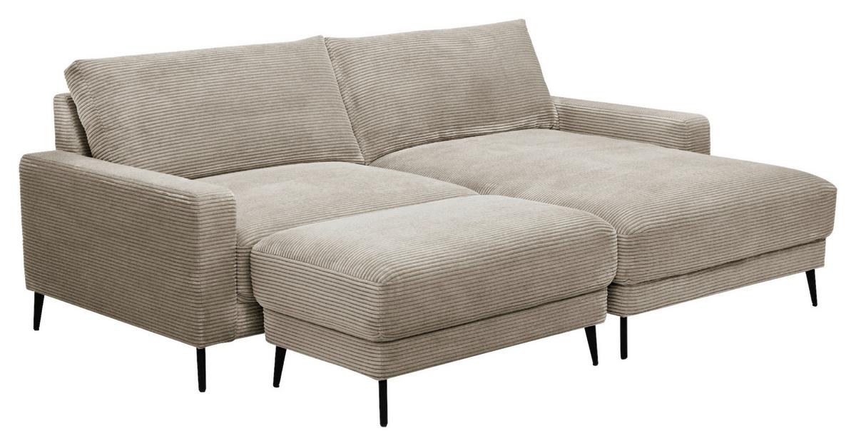 Wohnlandschaft Cora Graubraun - Graubraun/Schwarz, MODERN, Holz/Textil (223/86/161cm) - Mömax