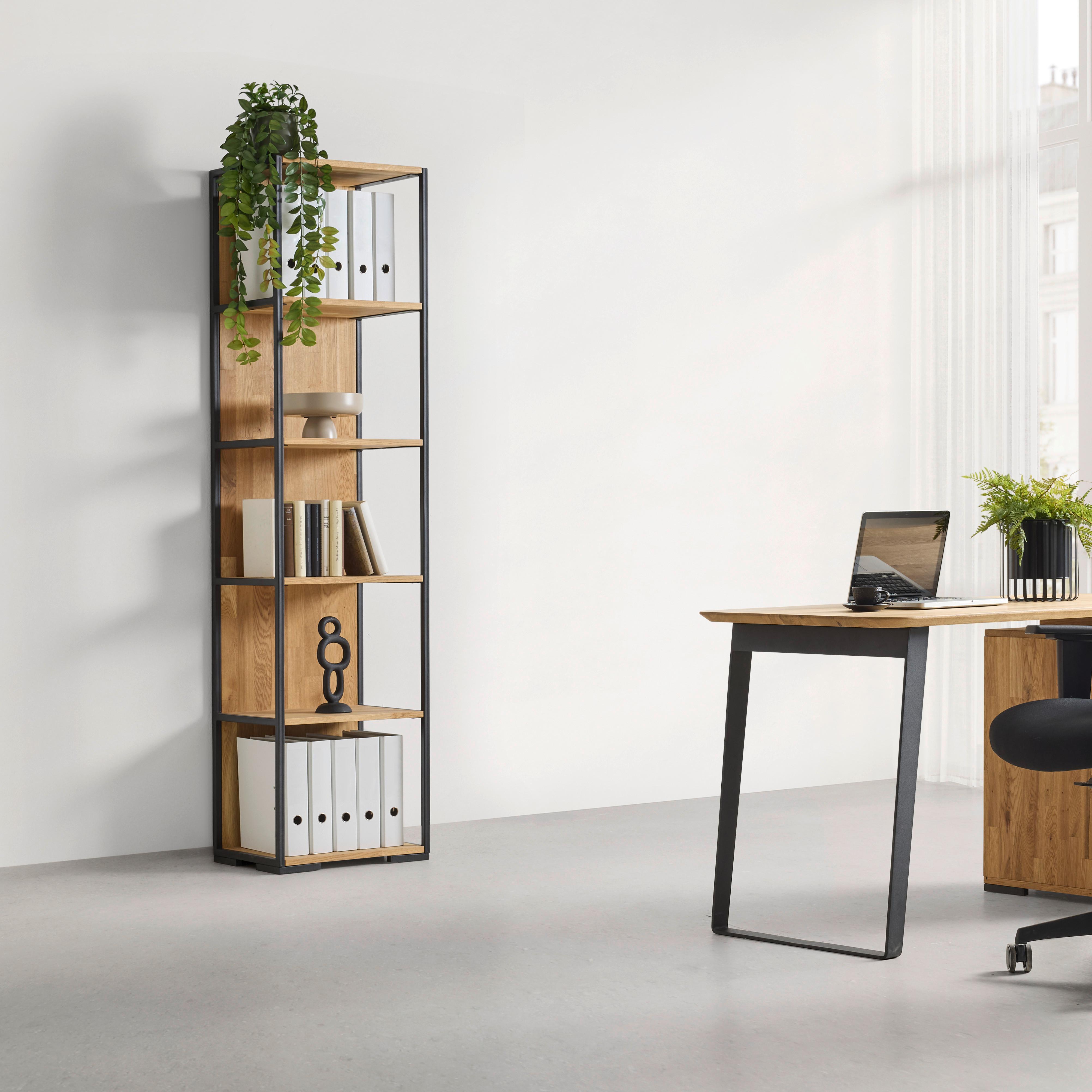 REK ALBERO - Natuurlijke kleuren/Zwart, Modern, Hout/Metaal (50/200/38cm) - Premium Living