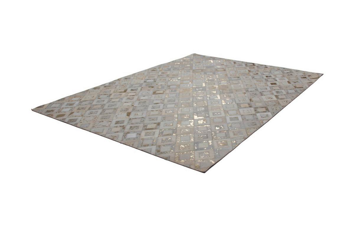 FLACHWEBETEPPICH SPARK 110 ELFENBEIN/G 120X170 - Beige/Goldfarben, Design, Leder (120/170cm) - Kayoom