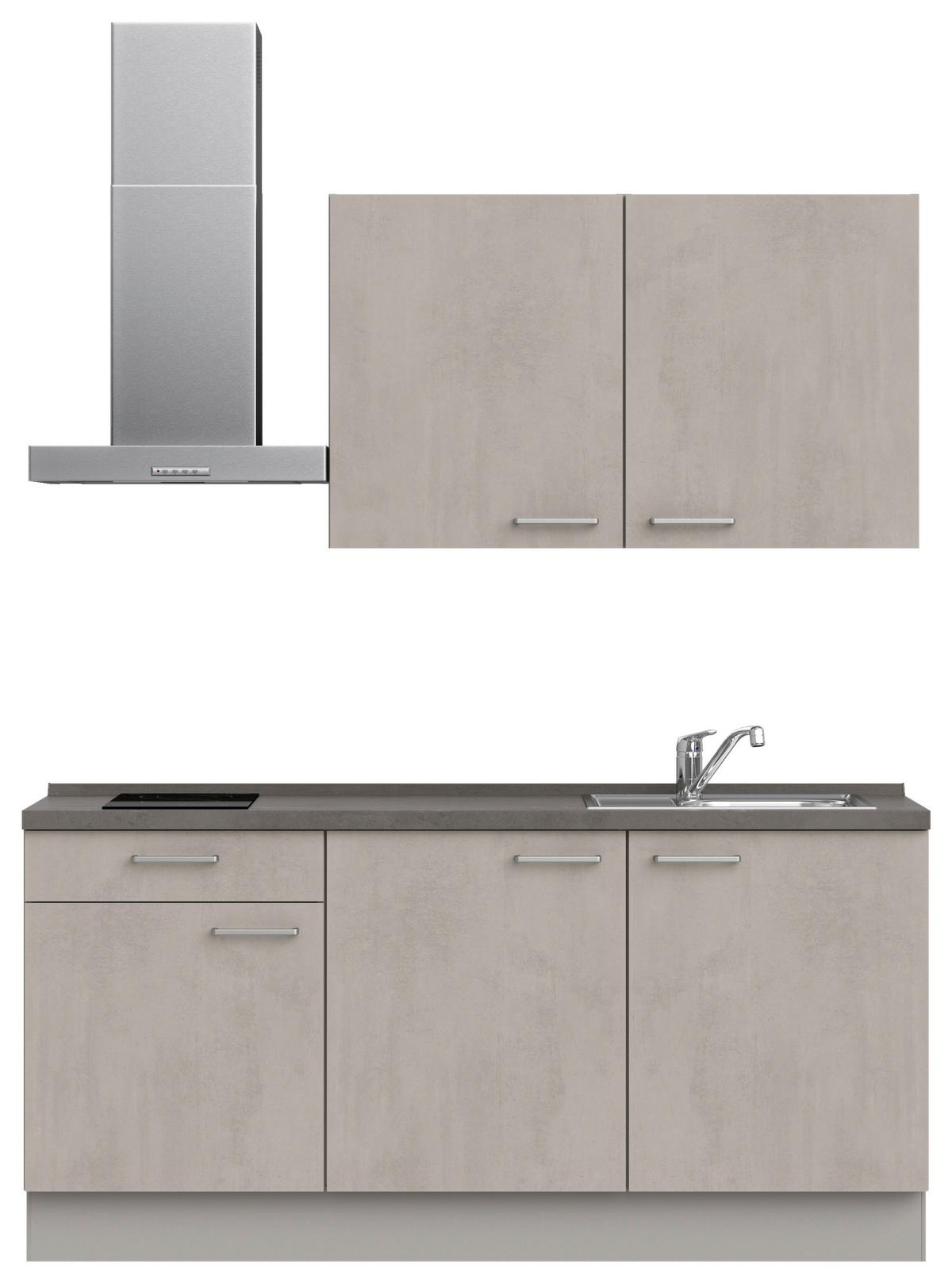 Küchenblock Riva Low m. Geräten Grau - Schieferfarben/Edelstahlfarben, MODERN, Holzwerkstoff/Metall (180cm) - Nobilia