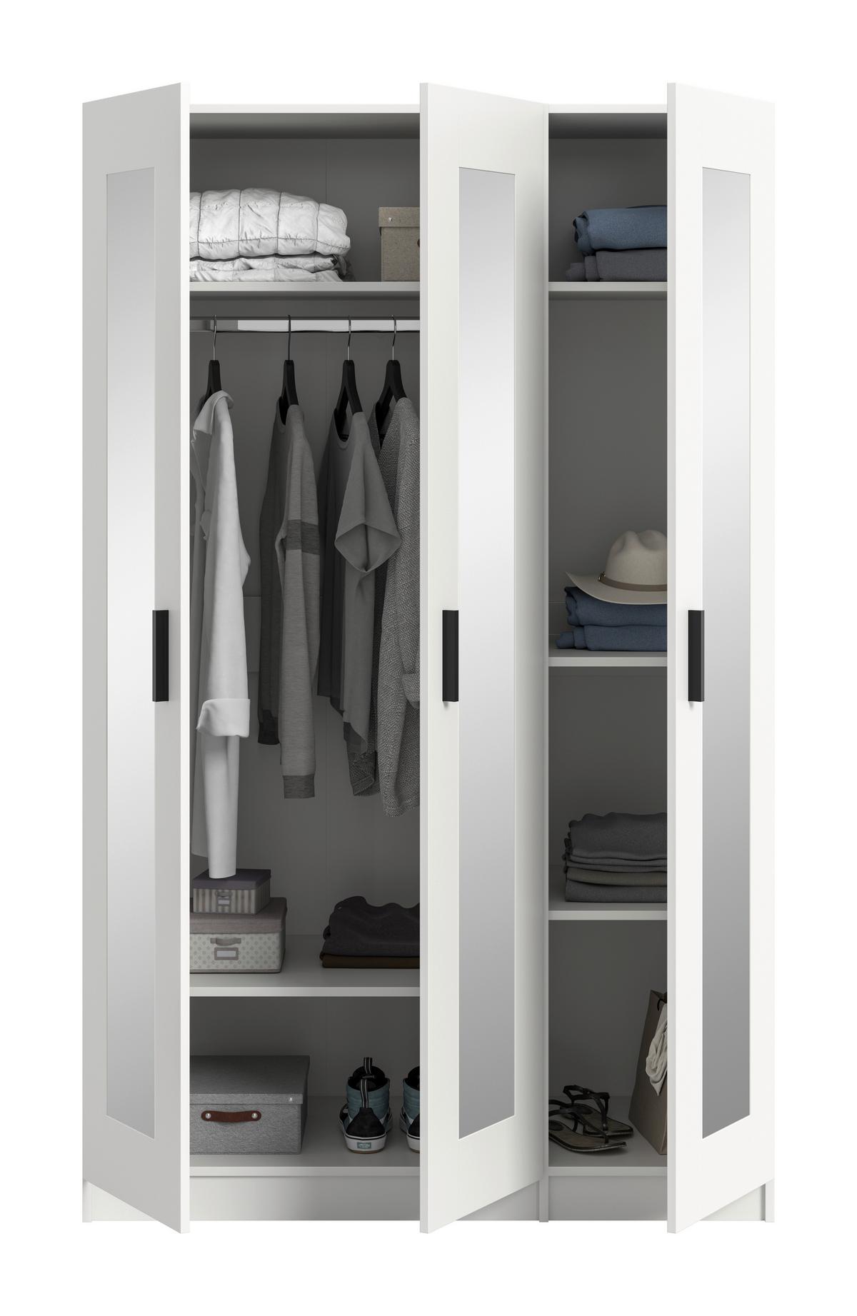 Drehtürenschrank Visby Weiß - Schwarz/Weiß, ROMANTIK / LANDHAUS, Holzwerkstoff/Kunststoff (120/195/56cm) - Livetastic
