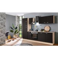 Menke Küchenblock Classic Dunkelbraun/Eiche ca. 270cm - Dunkelbraun/Silberfarben, KONVENTIONELL, Holzwerkstoff/Kunststoff (270cm) - Menke