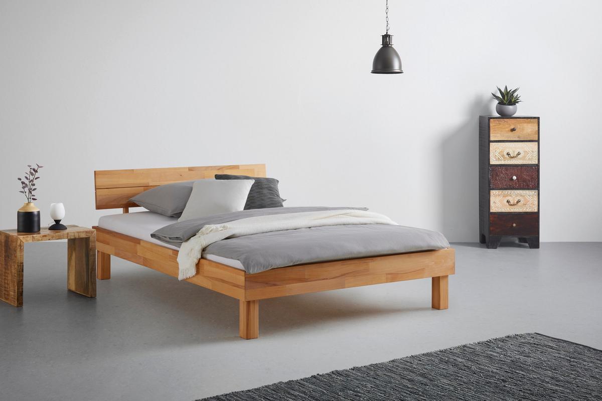 Bett aus Massiv Holz ca. 140x200cm - Naturfarben, KONVENTIONELL, Holz (140/200cm) - ecoTree
