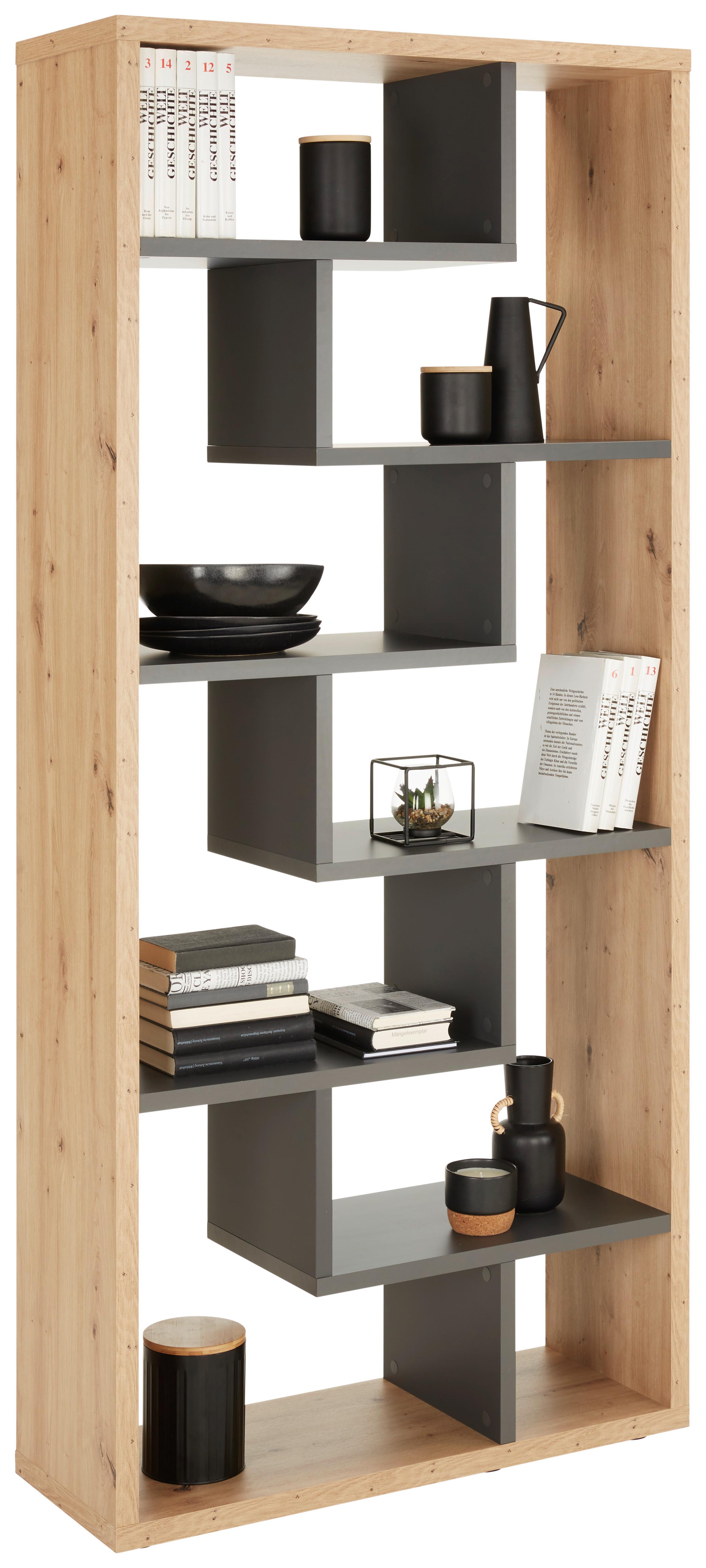 Predelna Stena Bounty - črna/barve hrasta, Moderno, umetna masa/leseni material (90/199/33cm) - Premium Living