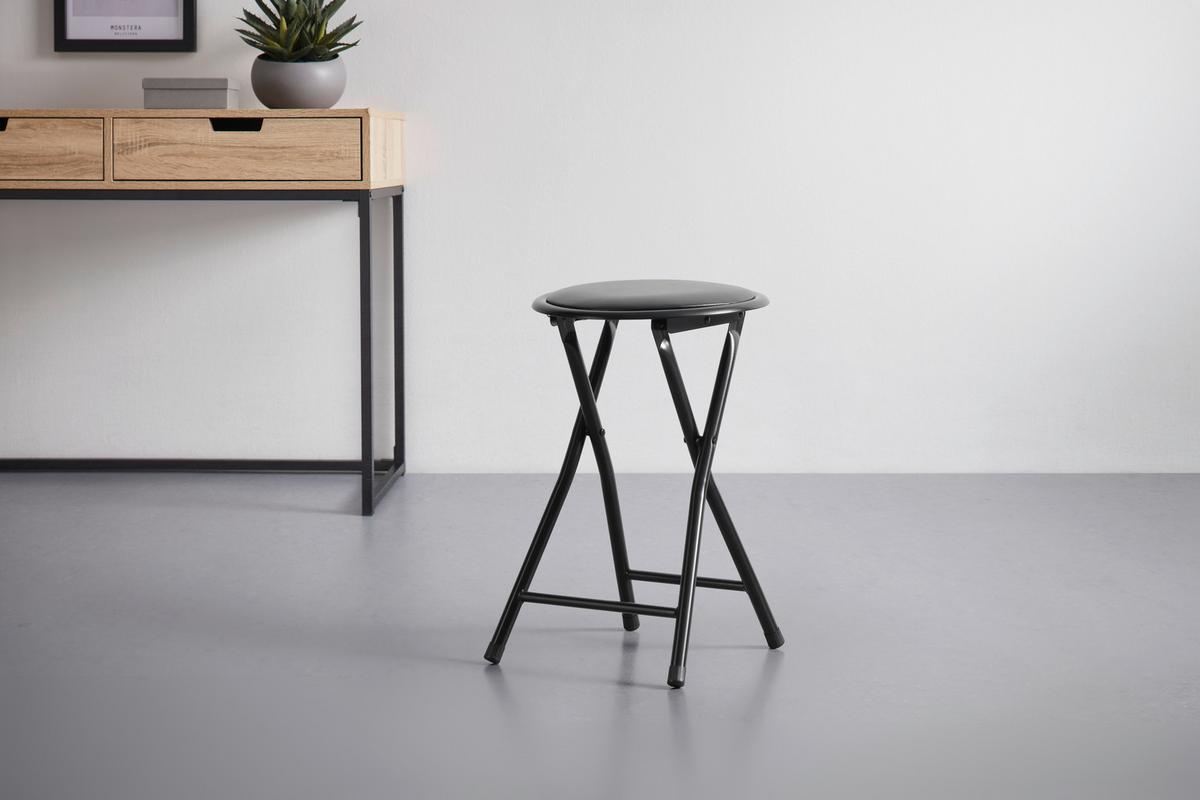 Összecsukható Ülőke Raki - fekete, Konventionell, textil/fém (30/45cm) - Mömax