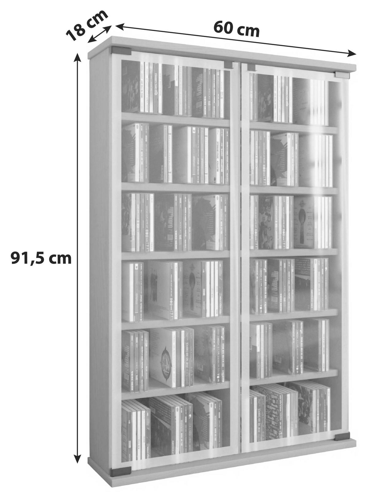CD-Regal Galerie in Schwarz, B: 60 cm - Schwarz, KONVENTIONELL, Glas/Holzwerkstoff (60/92/18cm) - MID.YOU