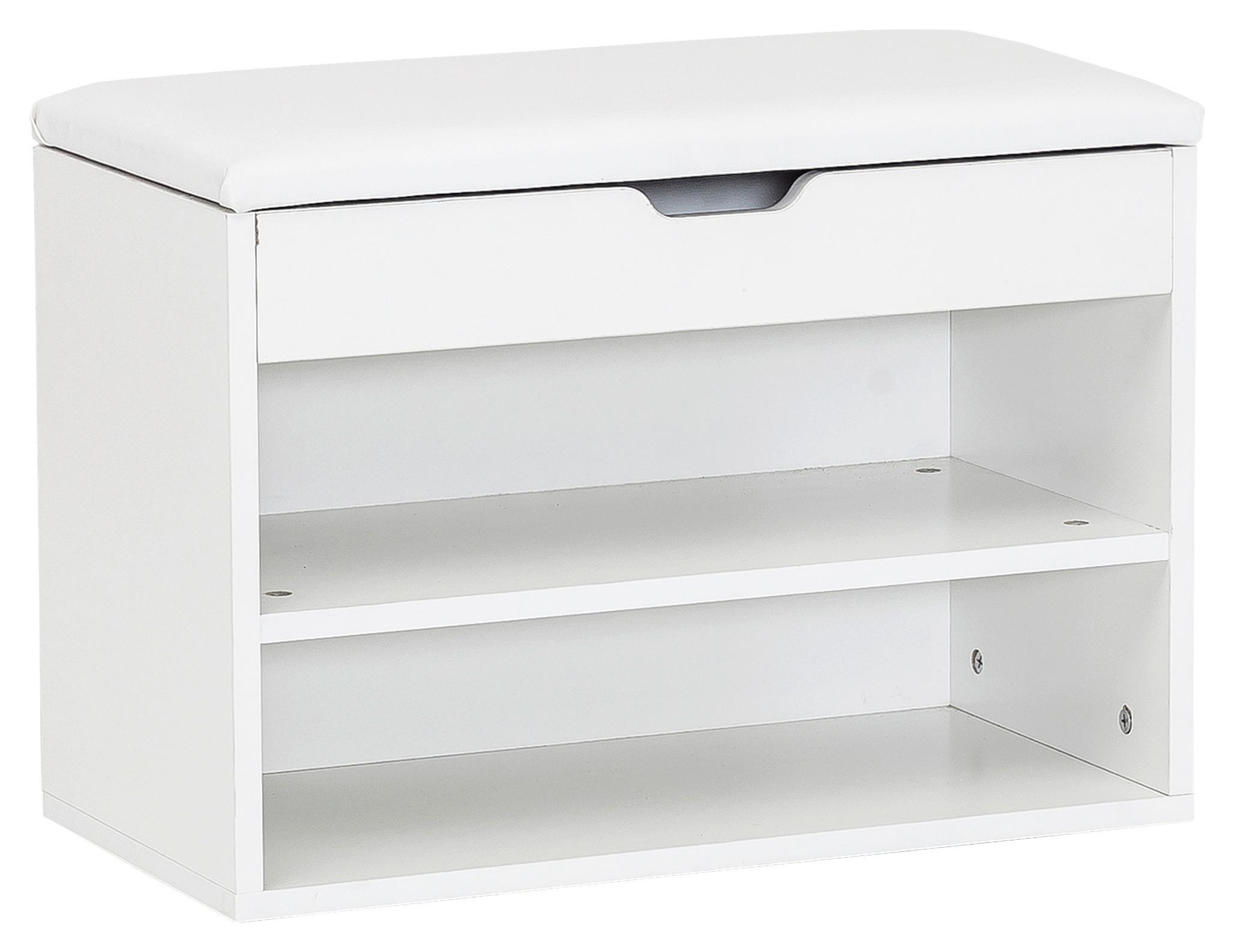 Schuhbank Sofia ca. 60x40 cm Weiss - Weiß, KONVENTIONELL, Holzwerkstoff/Textil (60/40/30cm) - MID.YOU