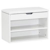 Schuhbank Sofia ca. 60x40 cm Weiss - Weiß, KONVENTIONELL, Holzwerkstoff/Textil (60/40/30cm) - MID.YOU