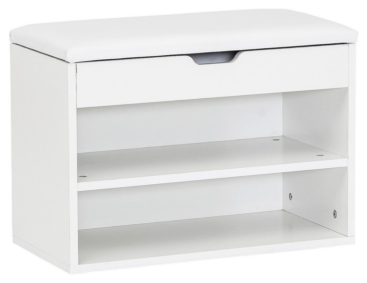 Schuhbank Sofia ca. 60x40 cm Weiss - Weiß, KONVENTIONELL, Holzwerkstoff/Textil (60/40/30cm) - MID.YOU