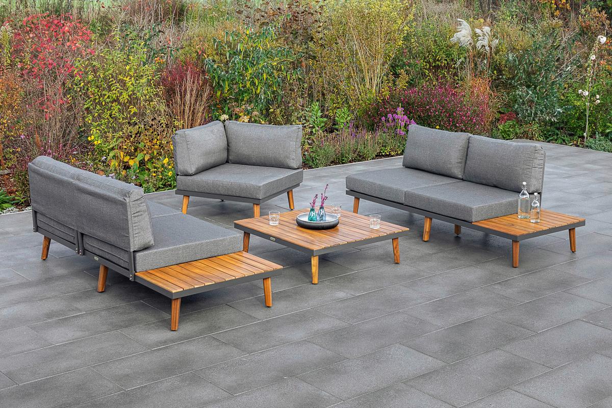 Lounge Garnitura Athen, Masivno - siva/barve grafita, Konvencionalno, kovina/tekstil (287,5/28/287,5cm) - Gardenson