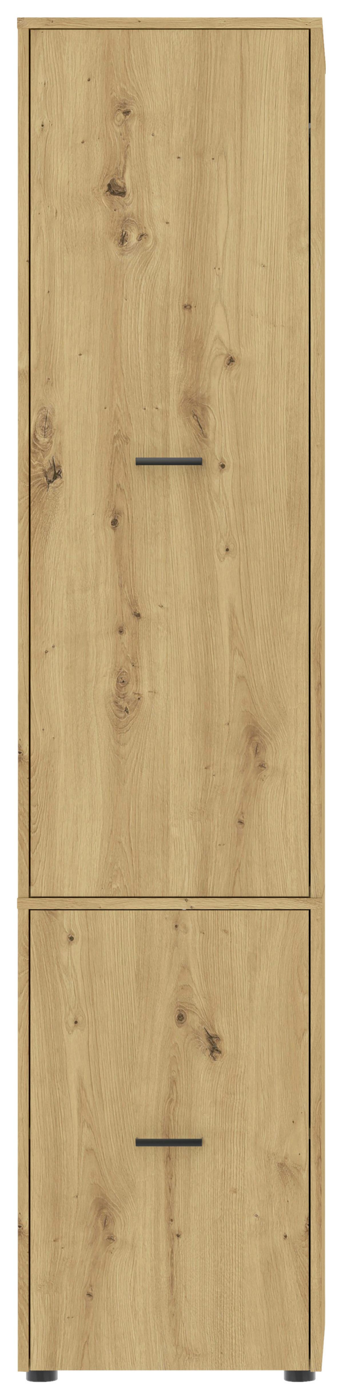 Kleiderschrank Kivo Eiche Artisan - Schwarz/Eiche Artisan, Basics, Holzwerkstoff/Kunststoff (45/199,6/52,1cm) - Based