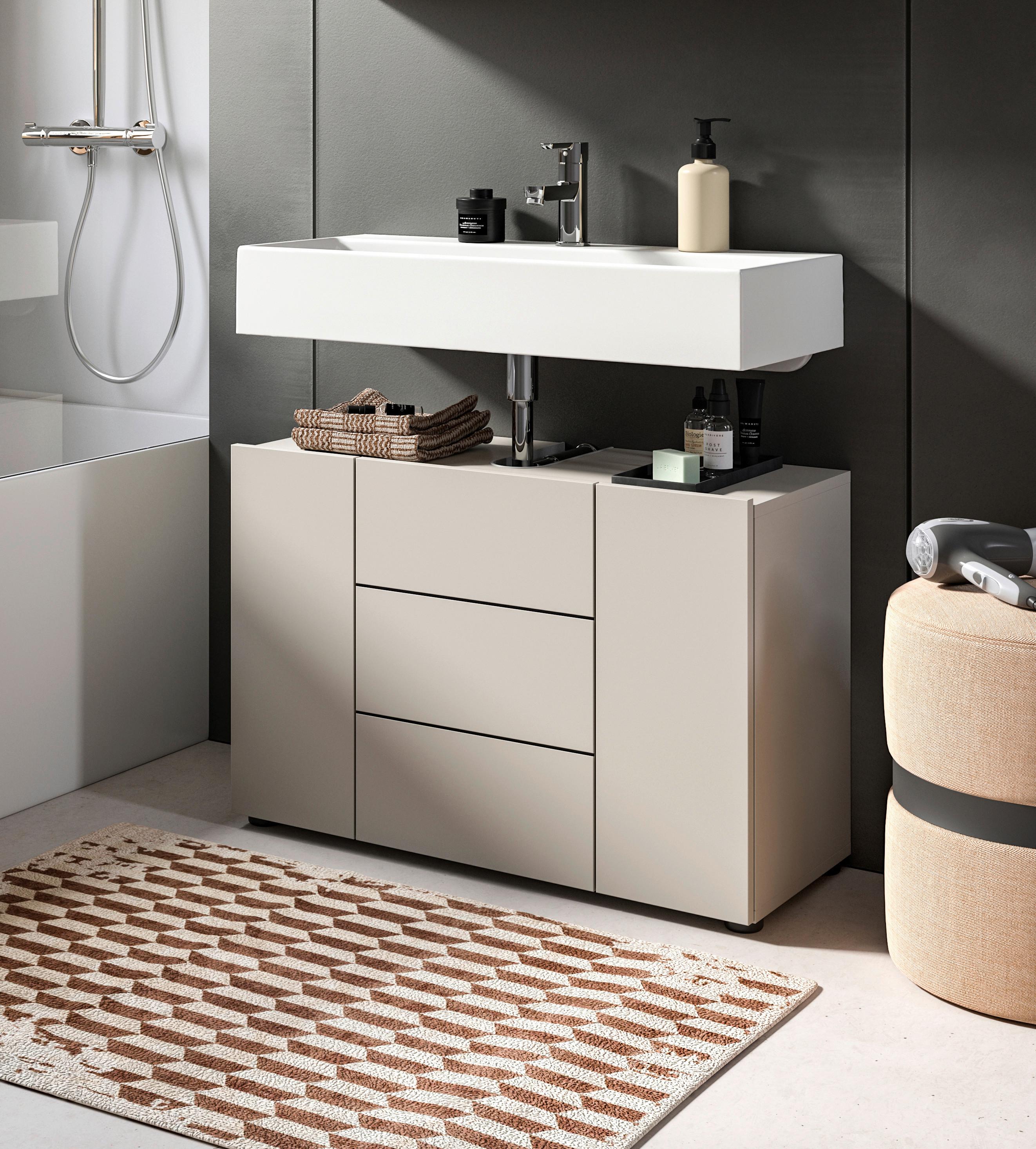 Waschbeckenunterschrank Vira ca. 82x56 cm Kaschmir - Kaschmir/Schwarz, MODERN, Holzwerkstoff/Kunststoff (82/56/34cm) - MID.YOU