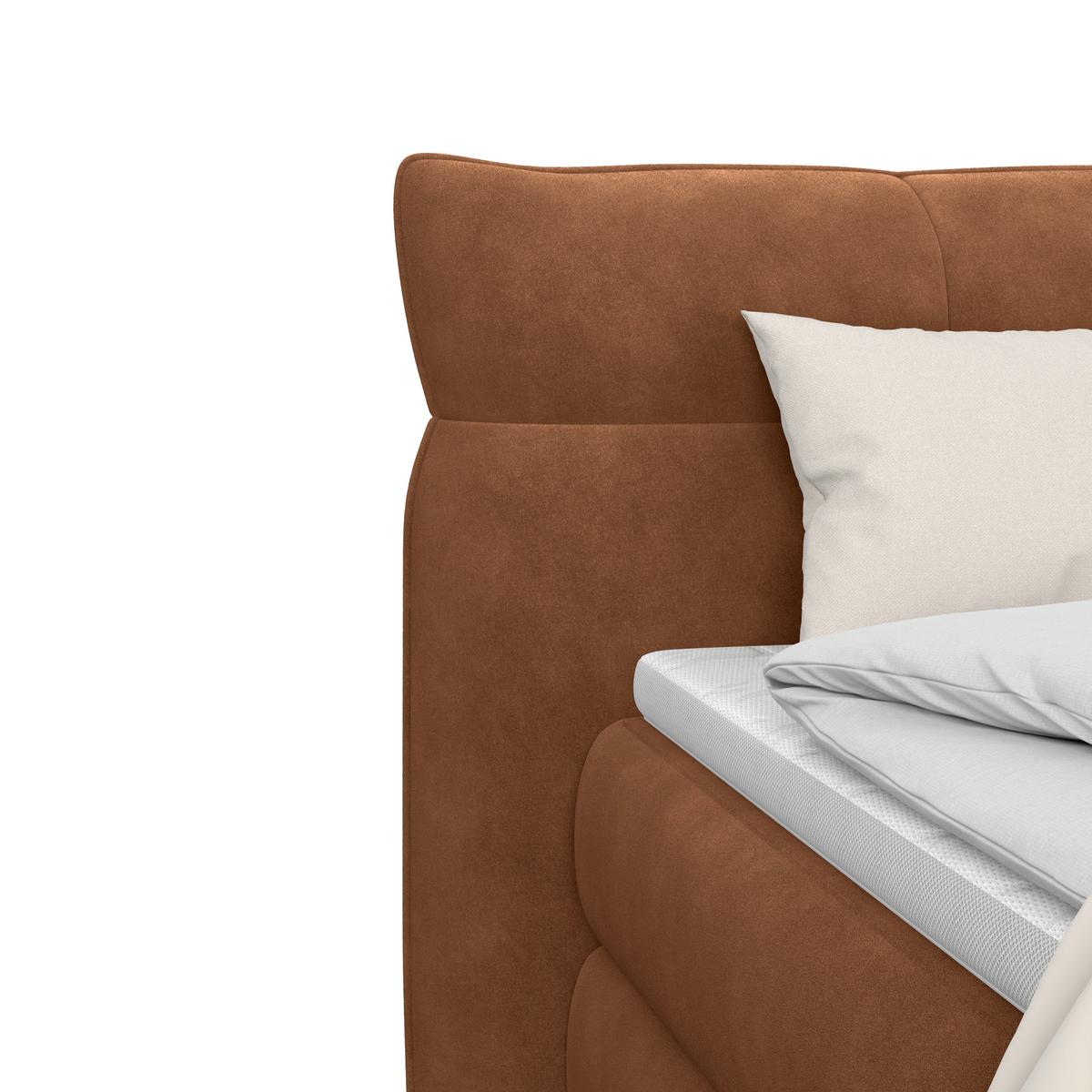 Boxspring Krevet Carmelo - bakrene boje/crna, Trend, tekstil/plastika (180/200cm) - Premium Living
