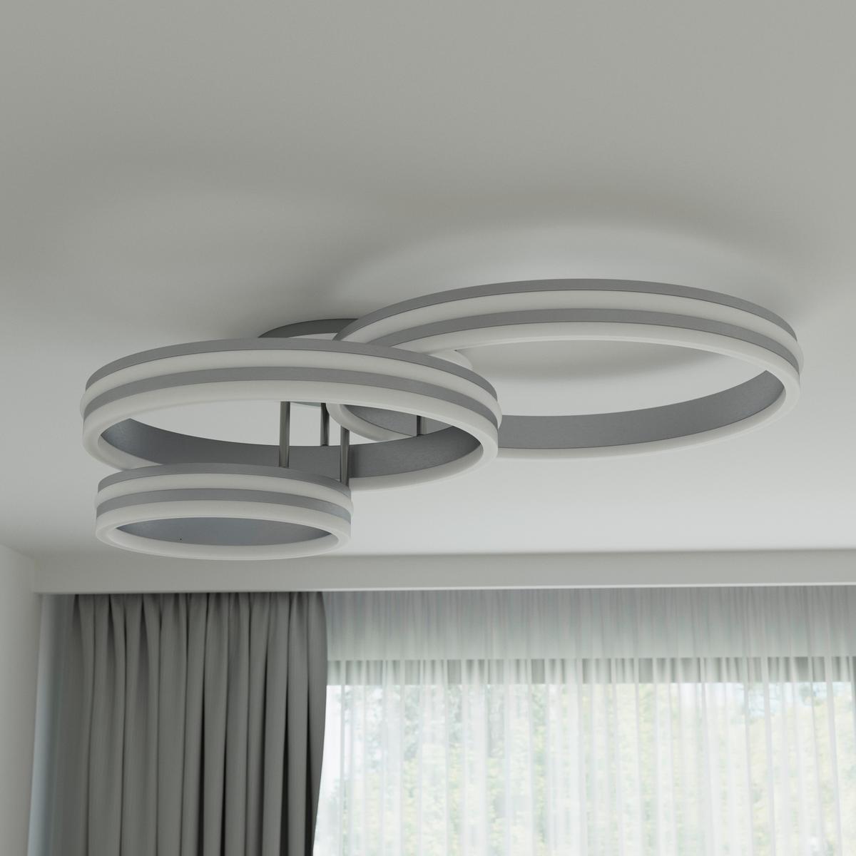 Stropna Led-svetilka Rubio, S Sijalko - siva/opal, Design, kovina/umetna masa (80/60/20cm)