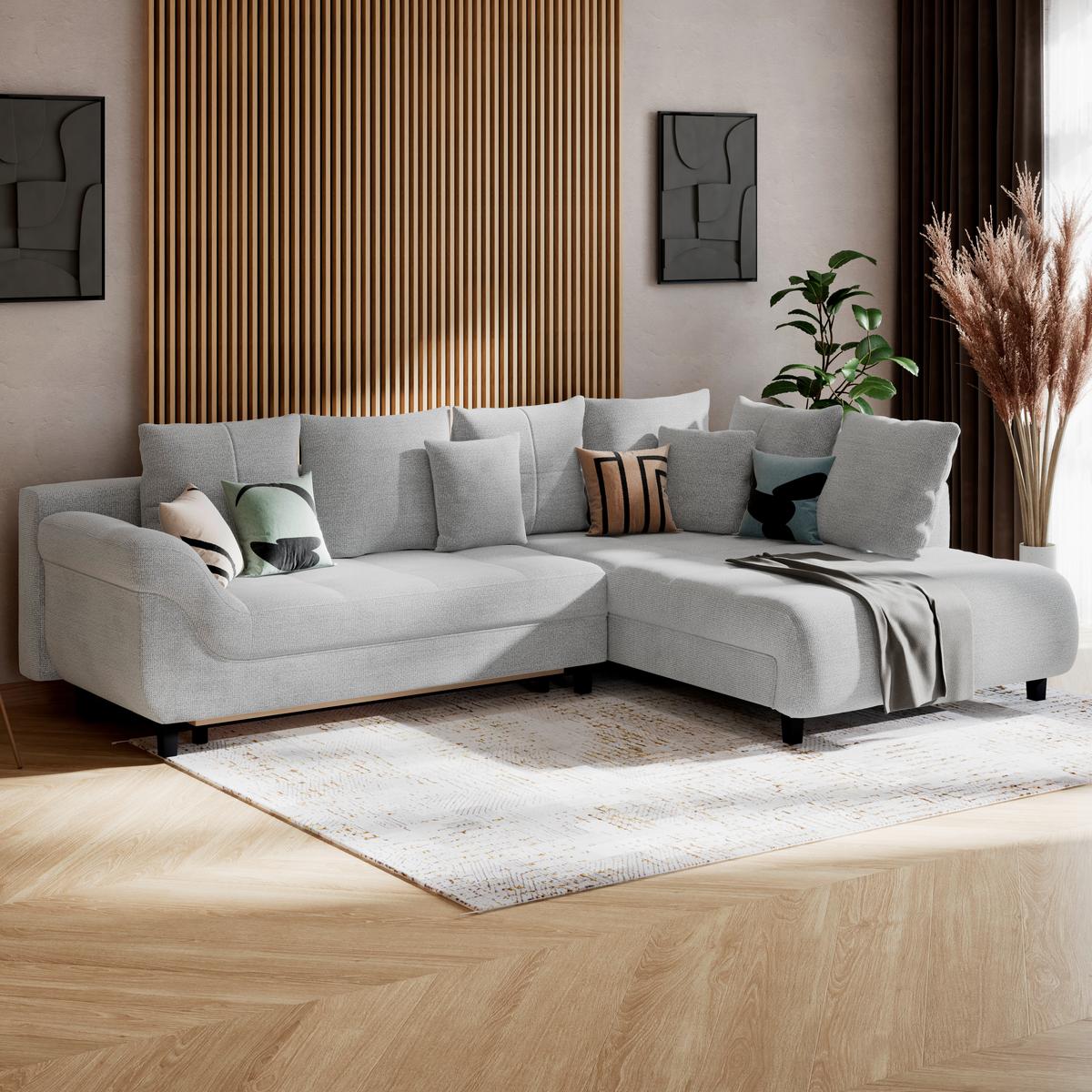 Kutna Garnitura Mendoza - crna/sivo-bež, Konvencionalno, tekstil (309/197cm) - Modern Living