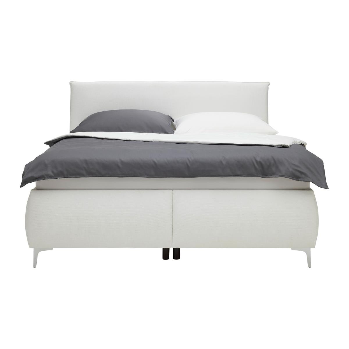 Polsterbett Inez Weiss ca. 180x200cm - Weiss/Silberfarben, Konventionell, Holz/Holzwerkstoff (180/200cm) - Premium Living