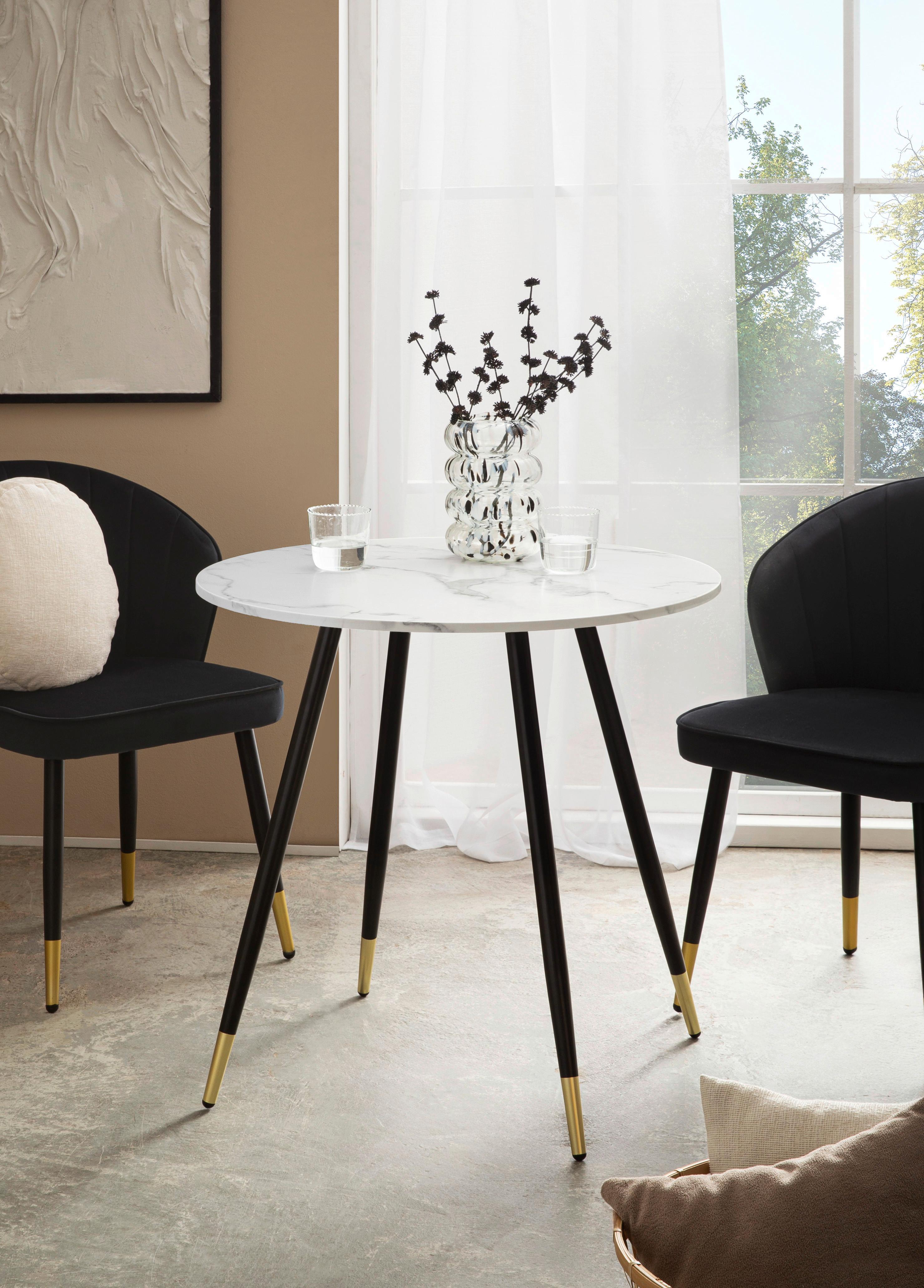 ESSTISCH WL6.976 - Weiss/Goldfarben, Design, Holzwerkstoff/Metall (75/75/76cm) - Livetastic