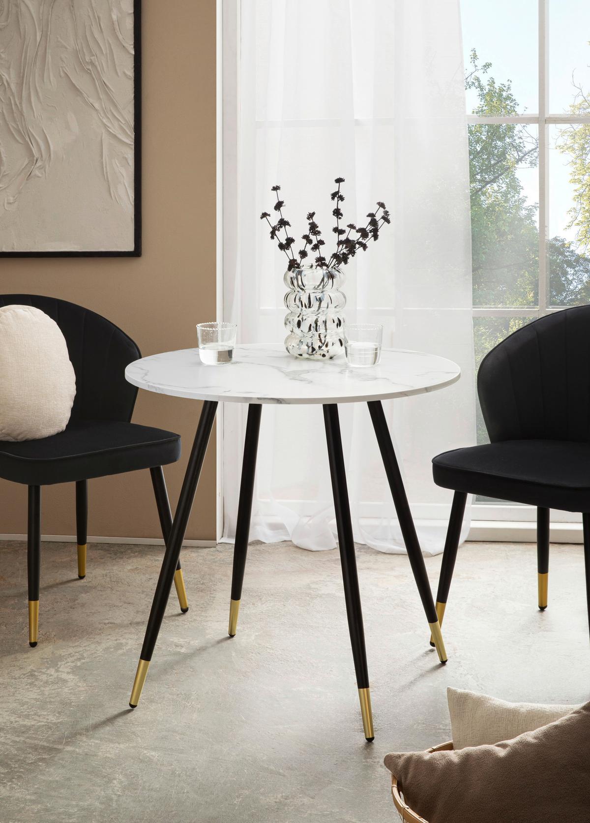 ESSTISCH WL6.976 - Weiss/Goldfarben, Design, Holzwerkstoff/Metall (75/75/76cm) - Livetastic