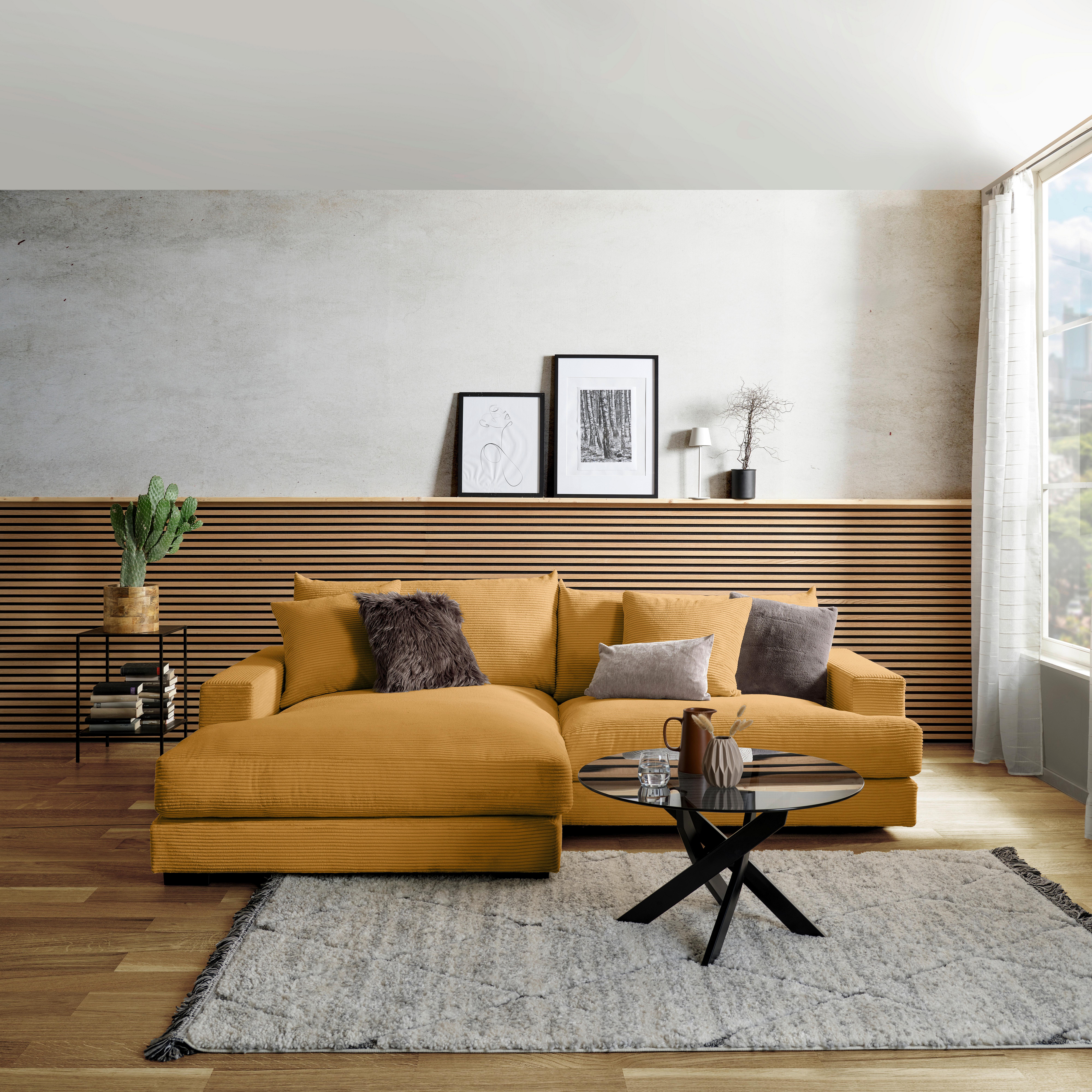 Kutna Garnitura Pelle - boje senfa/crna, Moderno, tekstil (180/265cm) - Modern Living