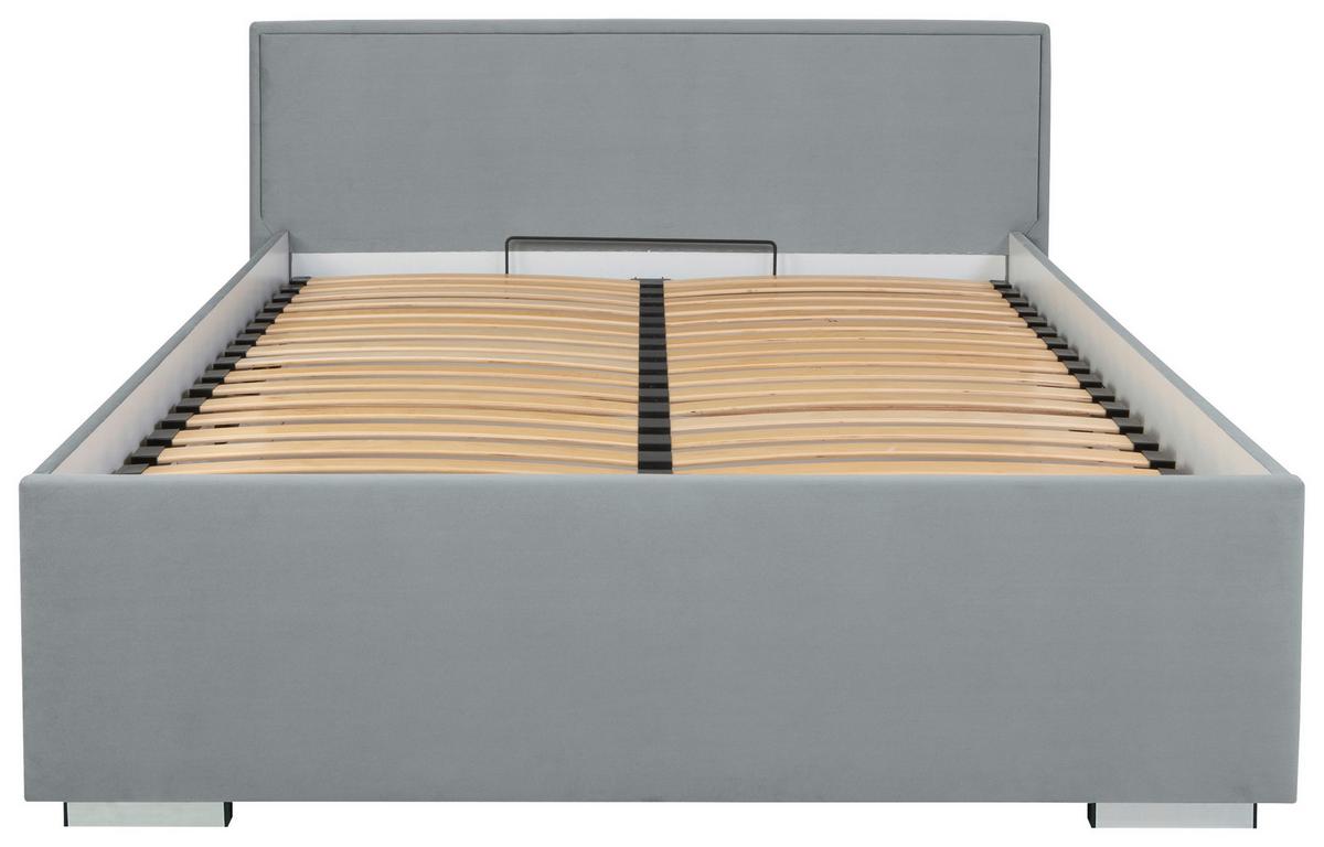 Oblazinjena Postelja Anadia, Siva, 140x200 - barve kroma/siva, Moderno, kovina/tekstil (140/200cm) - MID.YOU
