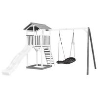 Spielturm Beach Tower ca. 357x242x349 cm Grau/Weiß - Blau/Schwarz, KONVENTIONELL, Holz/Kunststoff (356,6/241,9/349cm) - Ambia Garden