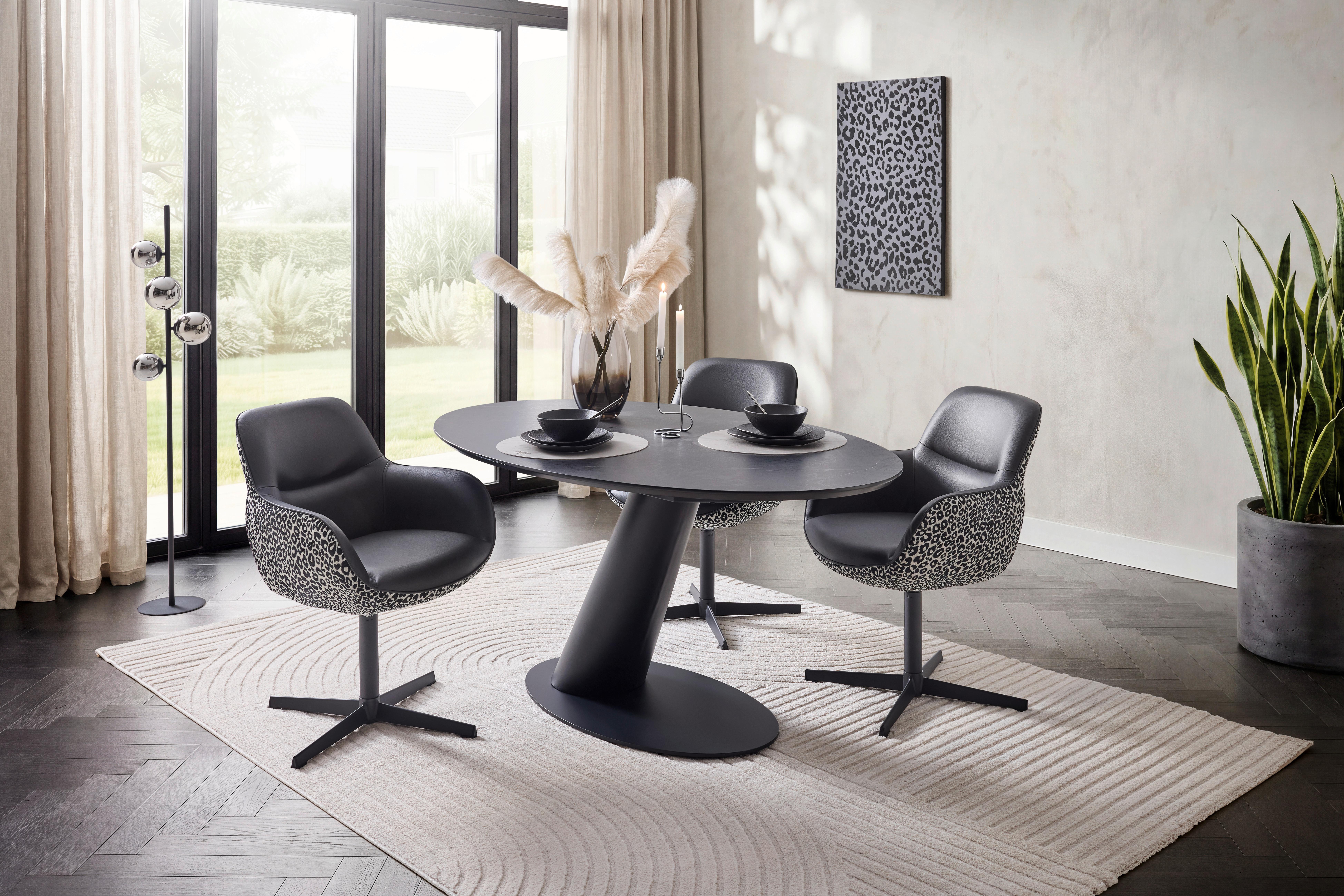 STOL MED ARMSTÖD LEONA - vit/svart, Design, metall/textil (61/87/63cm) - Mömax