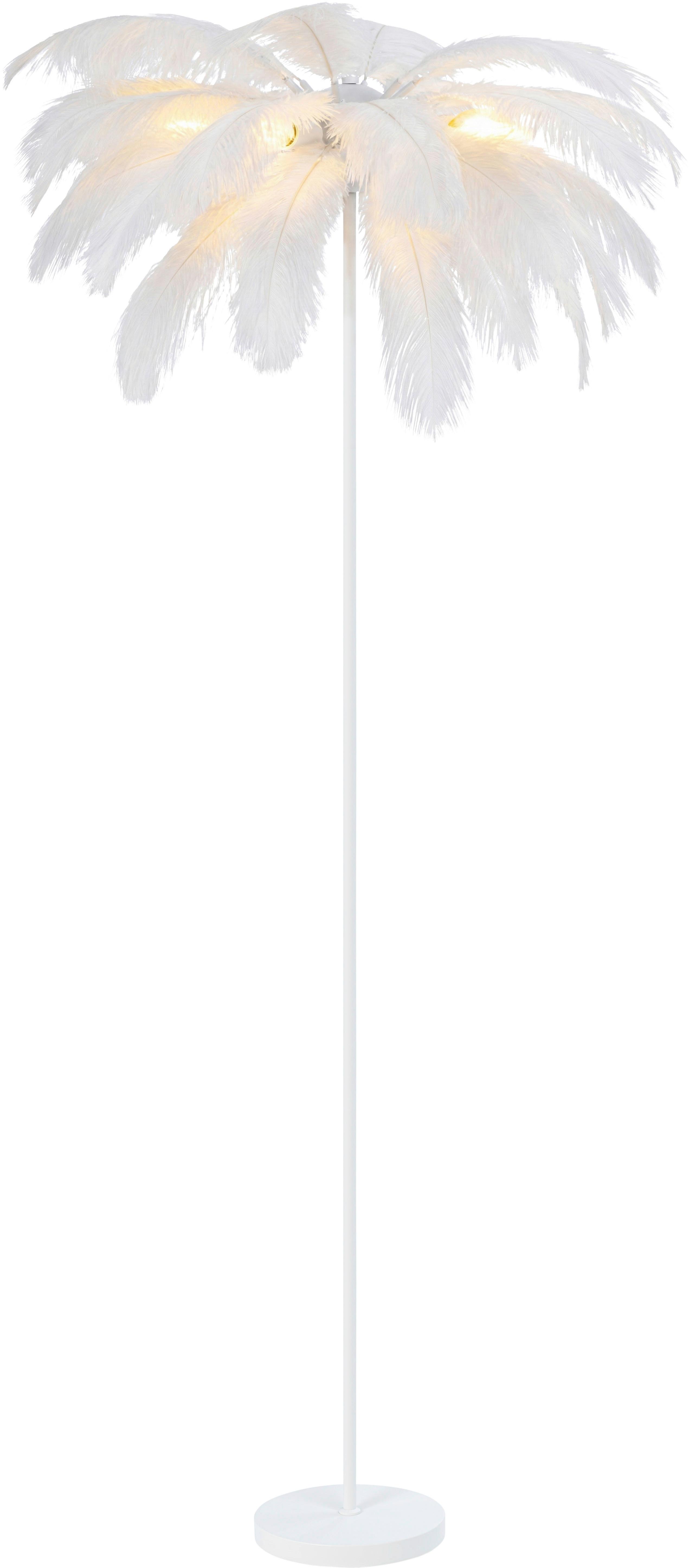 LAMPA STOJĄCA PALMA - biały, Trend, metal/tkanina (55/160cm) - Novel