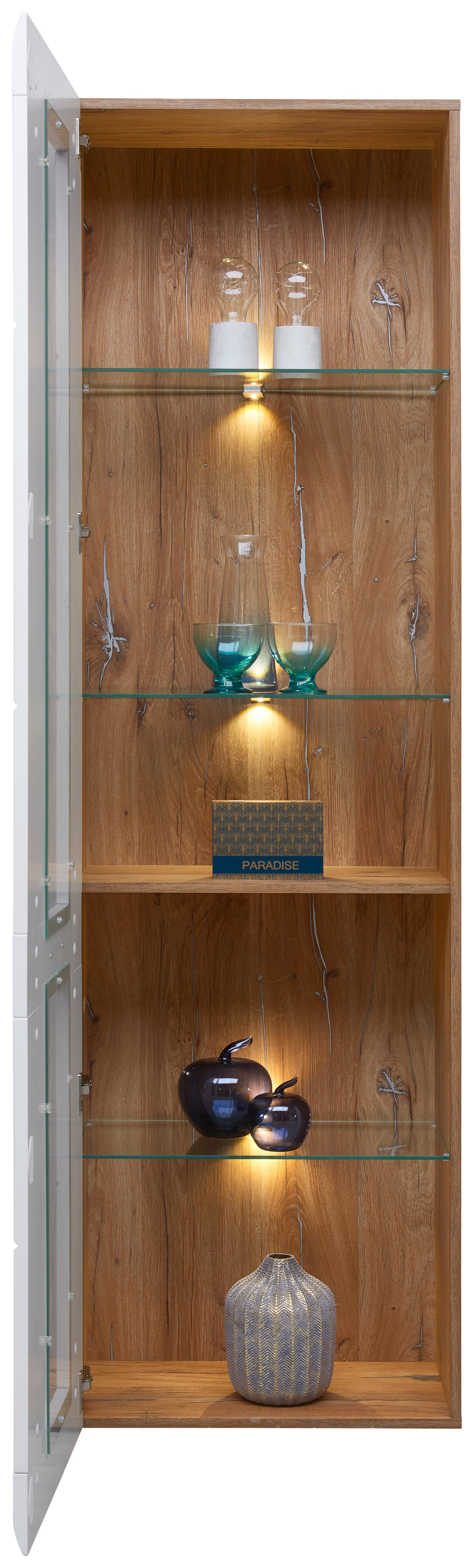 Vitrina Auris - bijela, Moderno, staklo/drvni materijal (60/204,2/37,1cm) - Modern Living