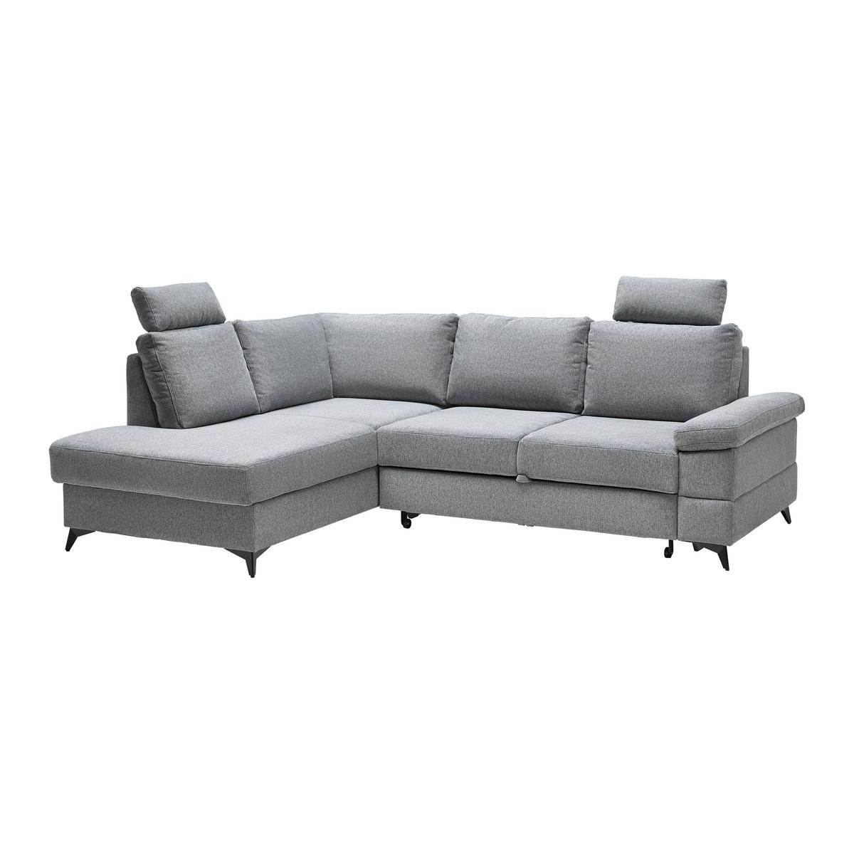 Ecksofa Sara Grau - Schwarz/Grau, MODERN, Textil/Metall (189/87-103/250cm) - Mömax