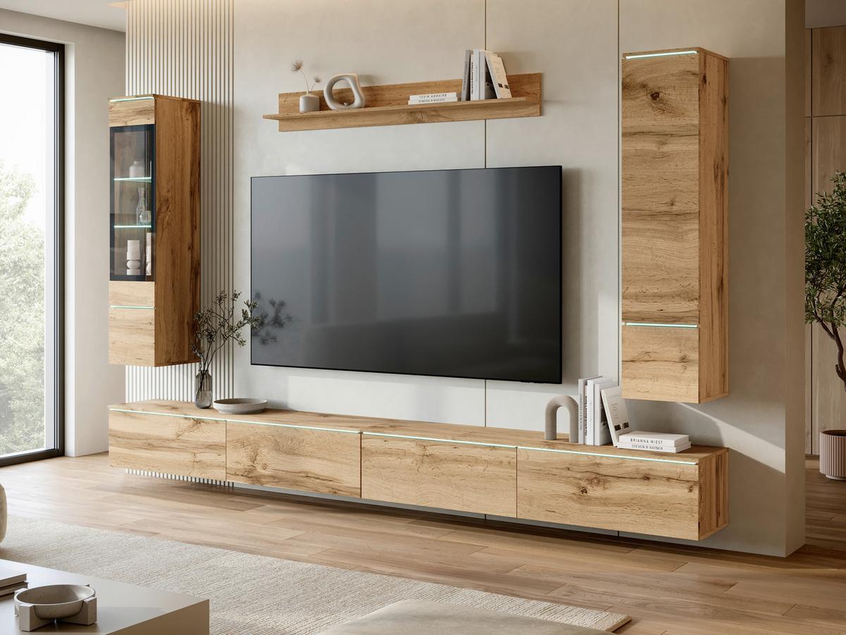 Dnevni Regal Vera Xxl, Barva Hrasta, 5-Delni - hrast wotan/siva, Basics, umetna masa/steklo (300/162/33cm) - P & B