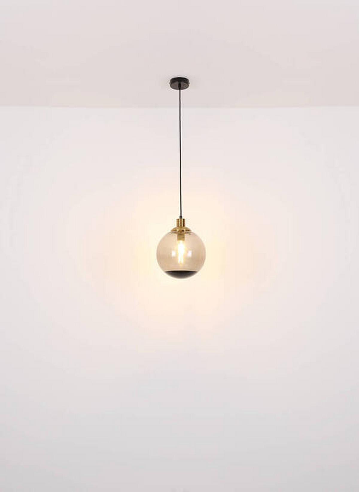 Hängeleuchte Potter Schwarz max. 40 Watt - Messingfarben/Schwarz, Design, Glas/Kunststoff (51/120cm) - Globo