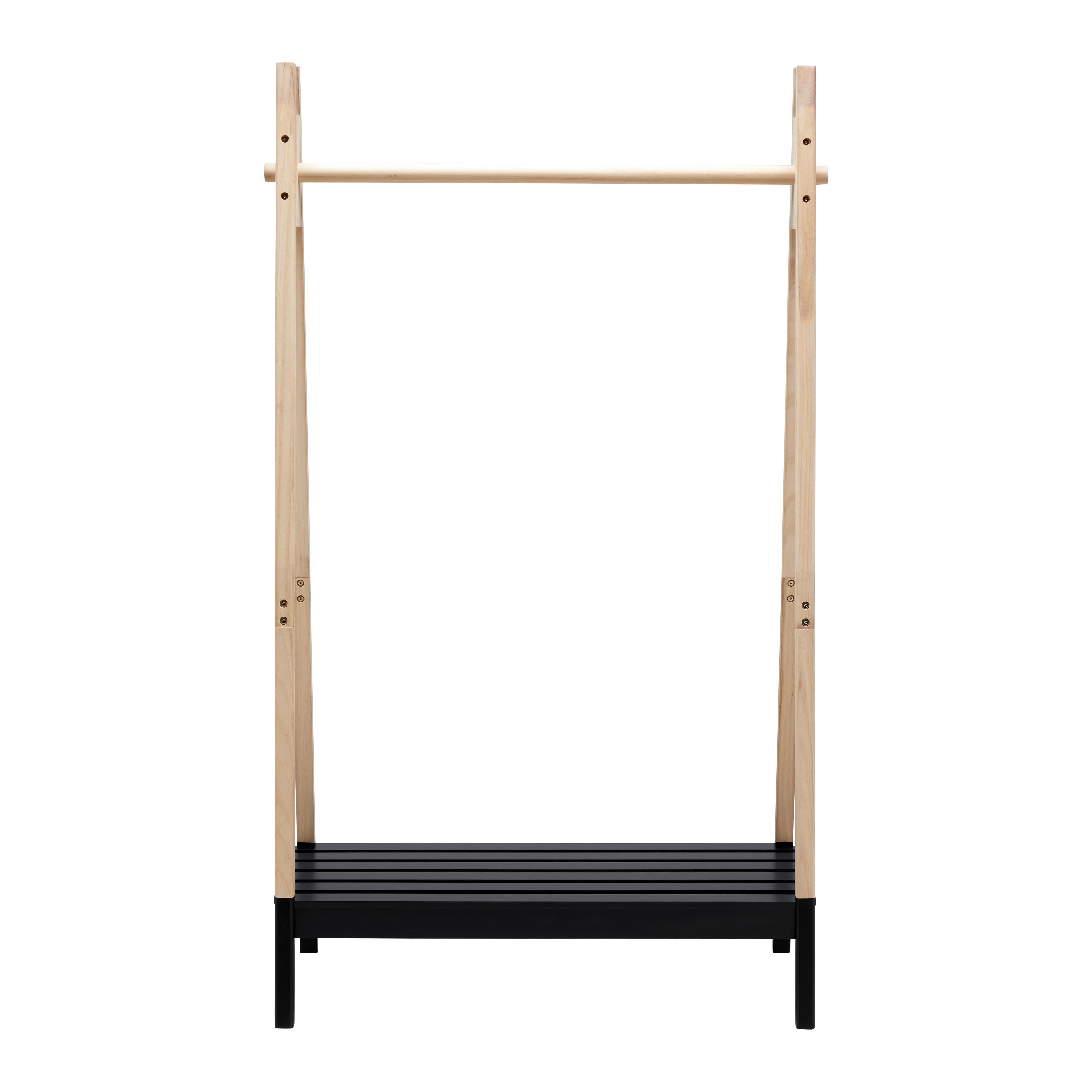 KLÄDSTÄLLNING TADEO II -SB- - svart/naturfärgad, Natur, trämaterial/trä (100/170/46cm) - Mömax