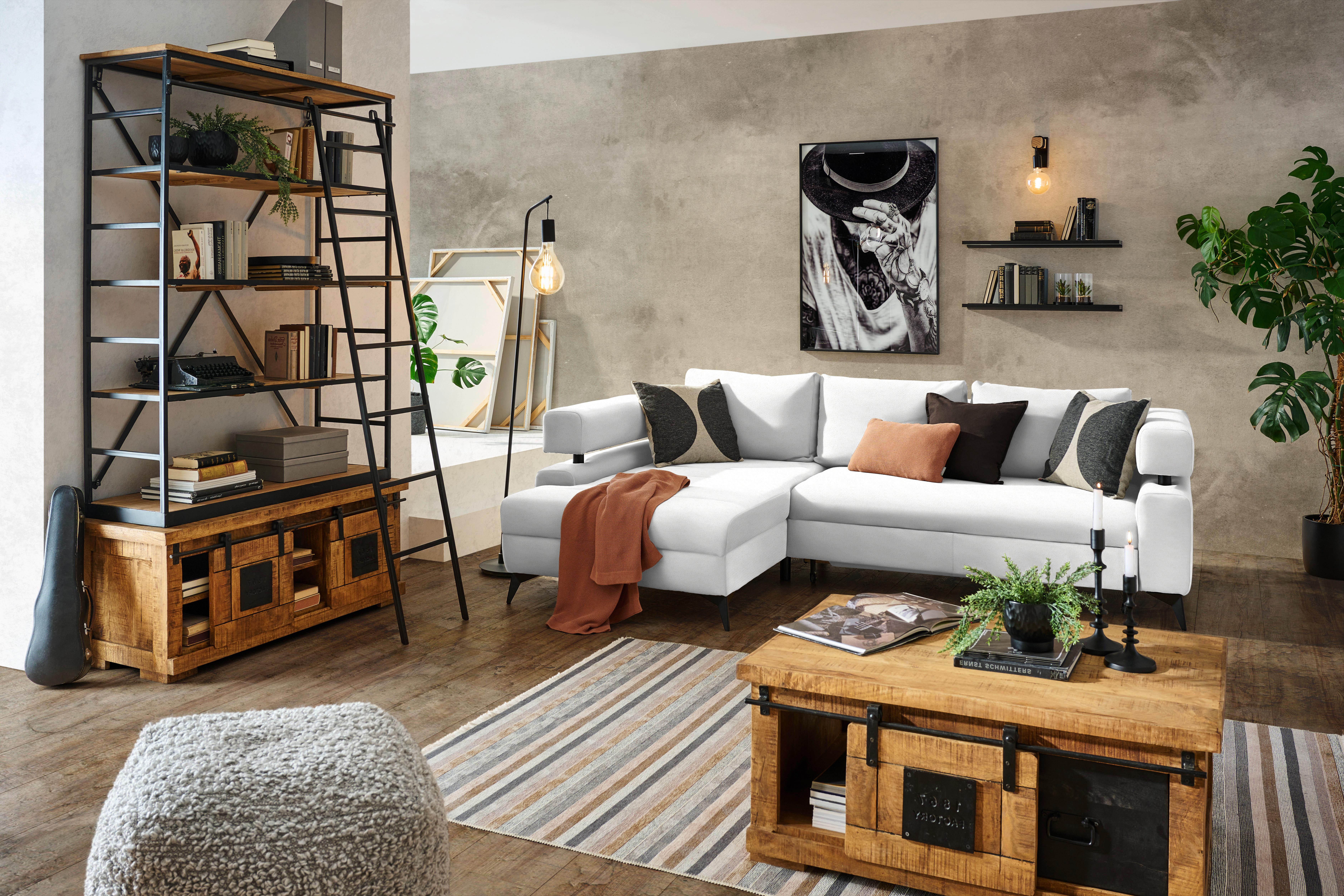 Kutna Garnitura Rosalie - bijela/crna, Konvencionalno, tekstil/metal (184/265cm) - Modern Living