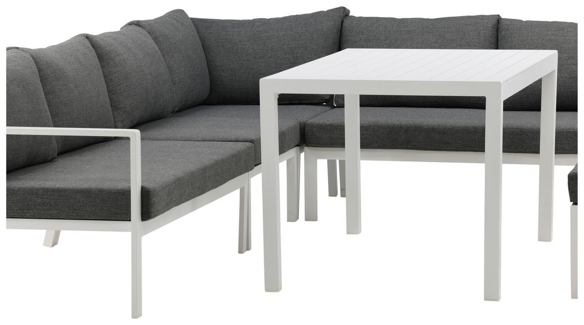 DINING-LOUNGESET RAMOS - Weiß/Grau, KONVENTIONELL, Textil/Metall - Gardenson