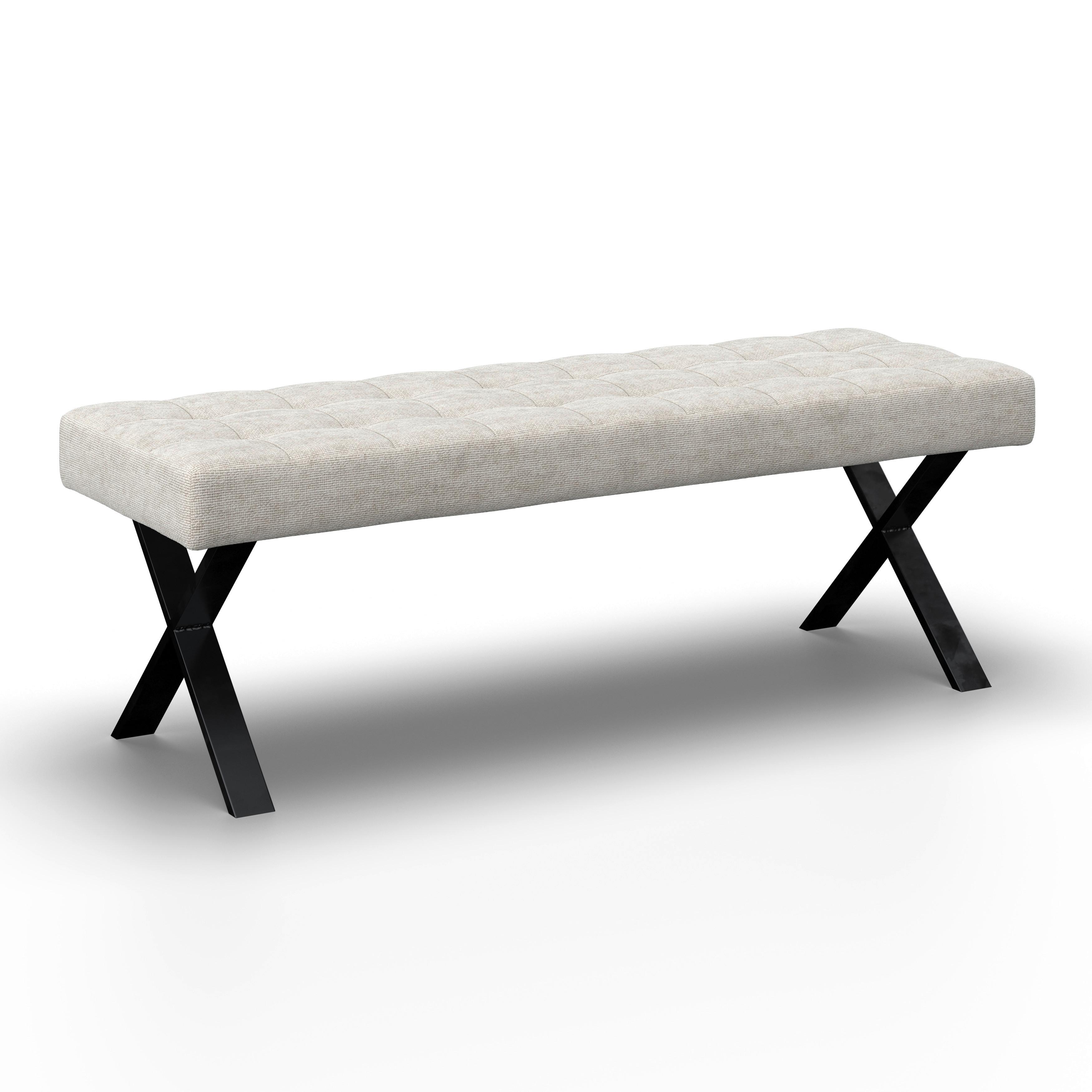 Sitzbank Nova Hellgrau Webstoff Gepolstert - Hellgrau/Schwarz, MODERN, Holz/Textil (140/49/47cm) - Bessagi Home