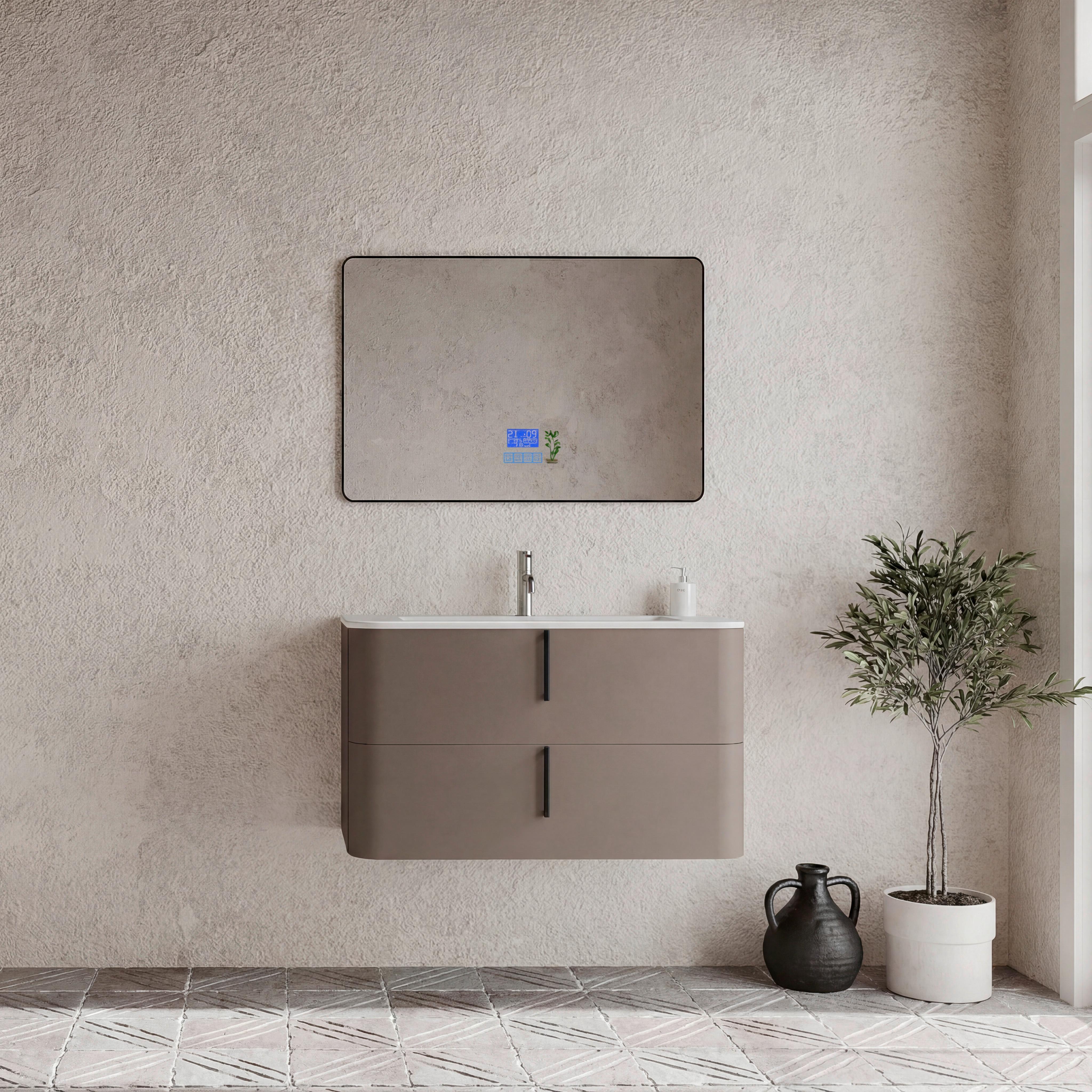Bază pentru lavoar Lyra - taupe/antracit, Modern, material pe bază de lemn (100/51/46cm)