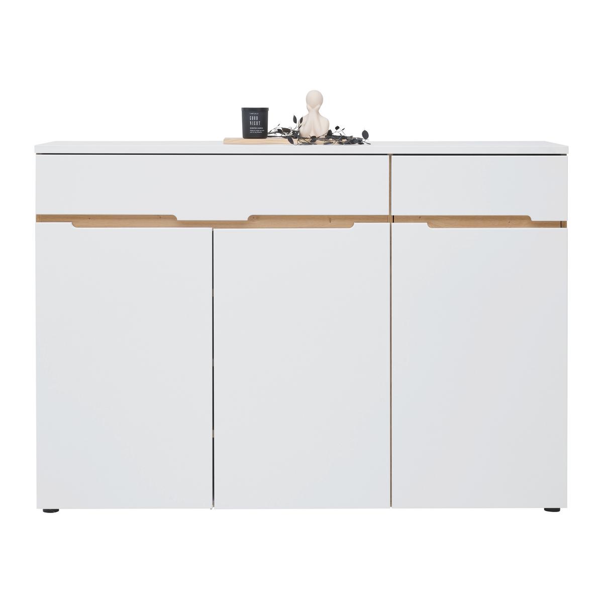 Sideboard Dallas Weiß/Eiche Artisan - Schwarz/Weiß, MODERN, Holzwerkstoff/Kunststoff (150/107/38cm) - Mömax