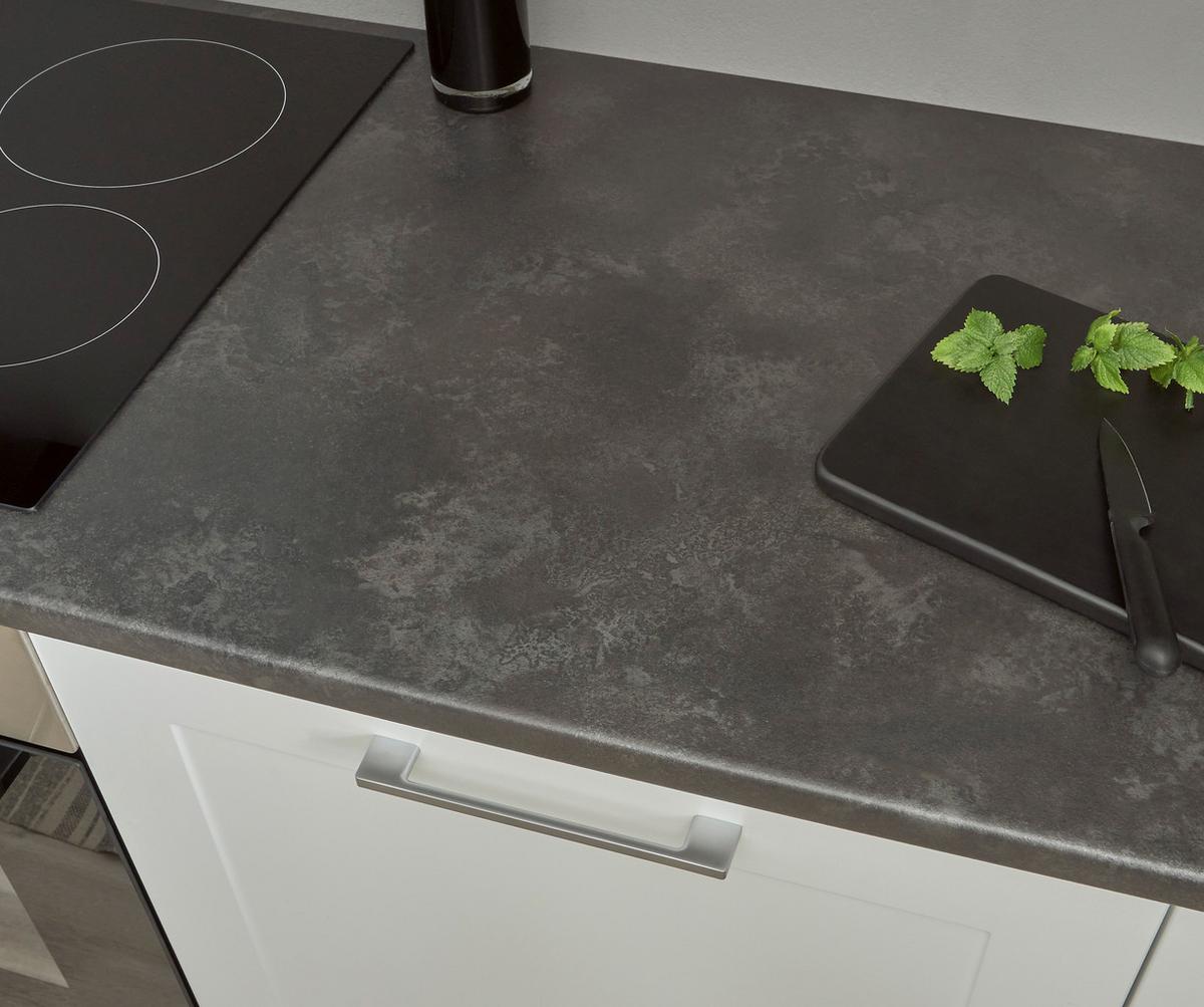 Küchenblock Marseille mit Geräten ca. 310 cm Weiß - Chromfarben/Anthrazit, Design, Holzwerkstoff/Metall (310cm) - P & B