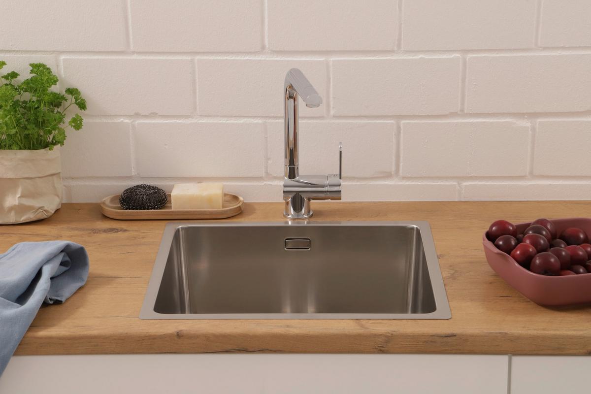 Einzelbecken Detroit ca. 49x23x44 cm Edelstahl - Edelstahlfarben, Trend, Metall (49/22,5/44cm) - Respekta