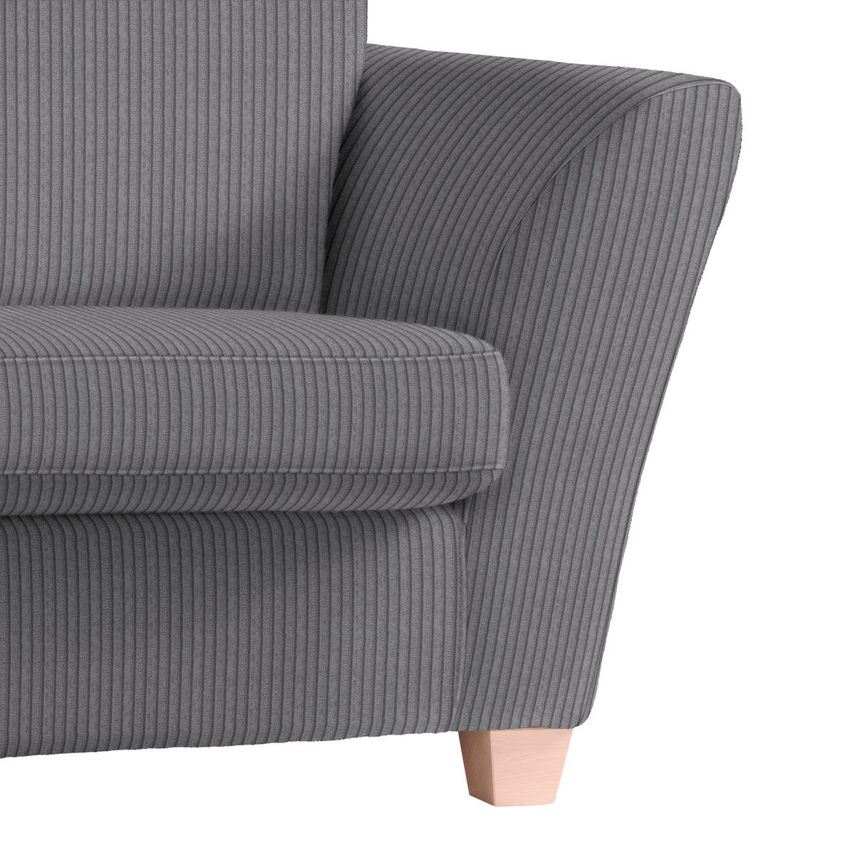 2-Sitzer-Sofa Devado Dunkelgrau Cord - Dunkelgrau/Naturfarben, Holz/Textil (190/70-85/95cm) - Mömax